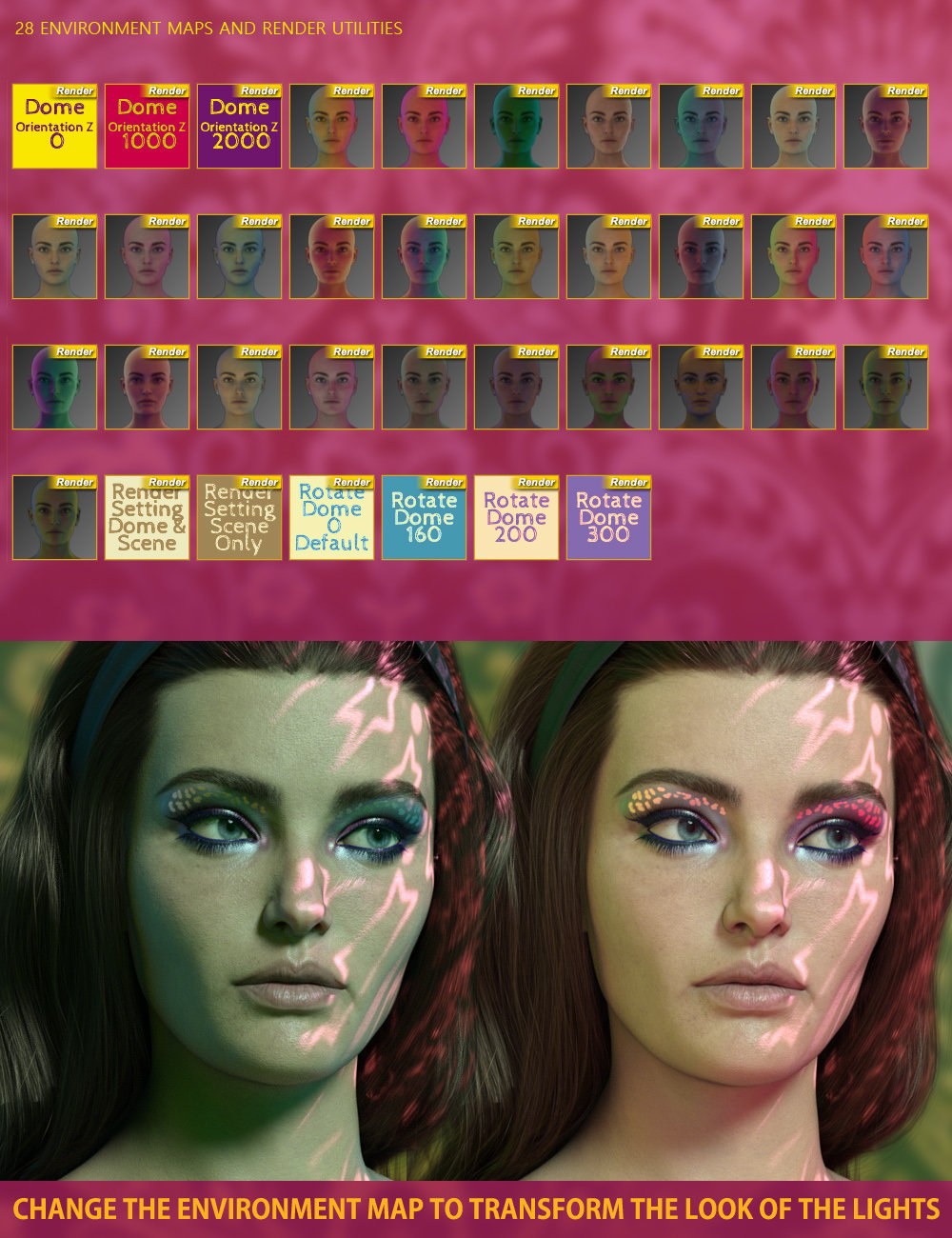 Rainbow Gel Portrait Lighting for Iray by: ForbiddenWhispers, 3D Models by Daz 3D