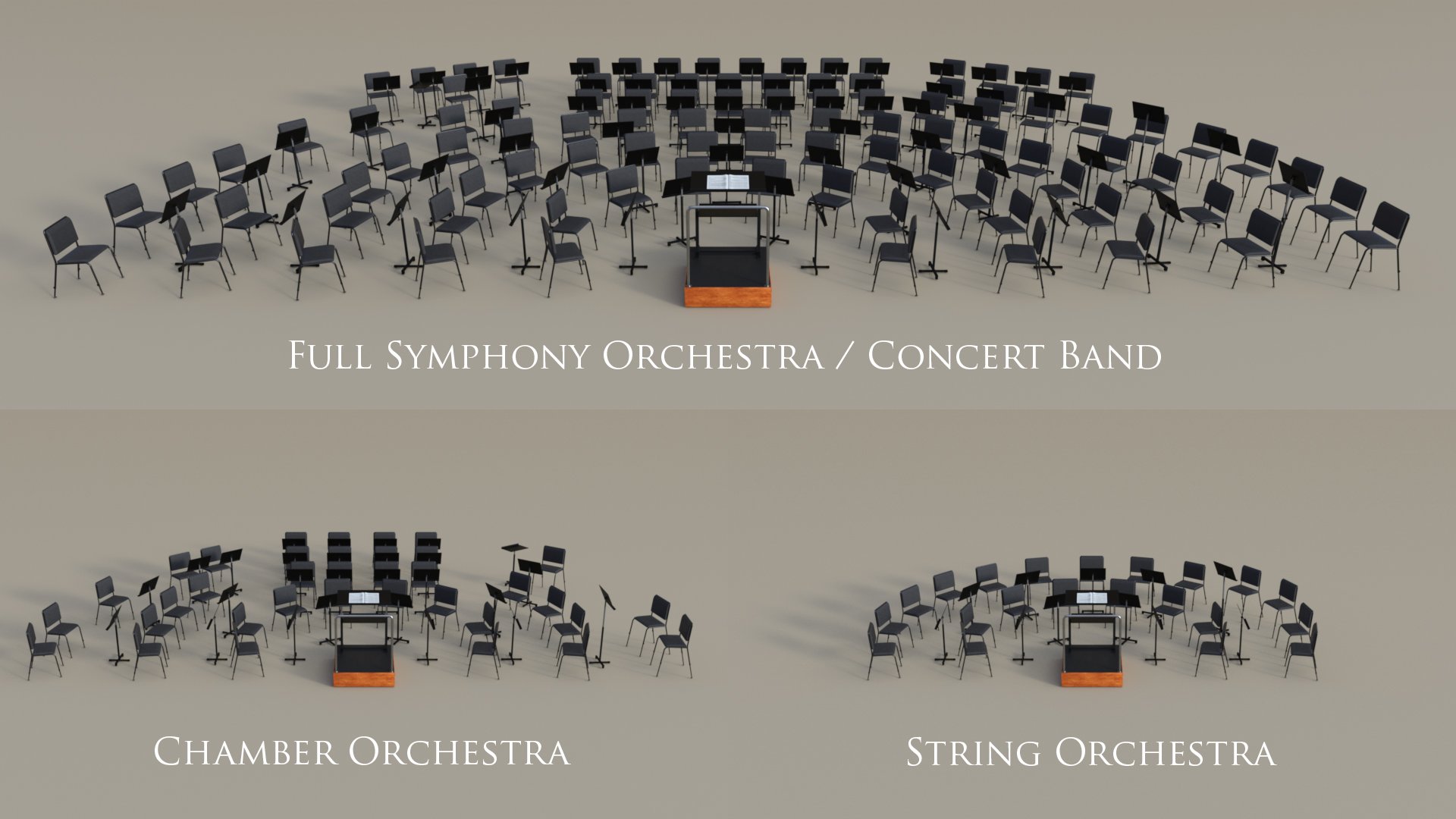 Classical Orchestra Props and Poses for Genesis 8 and 8.1 by: Protozoon, 3D Models by Daz 3D
