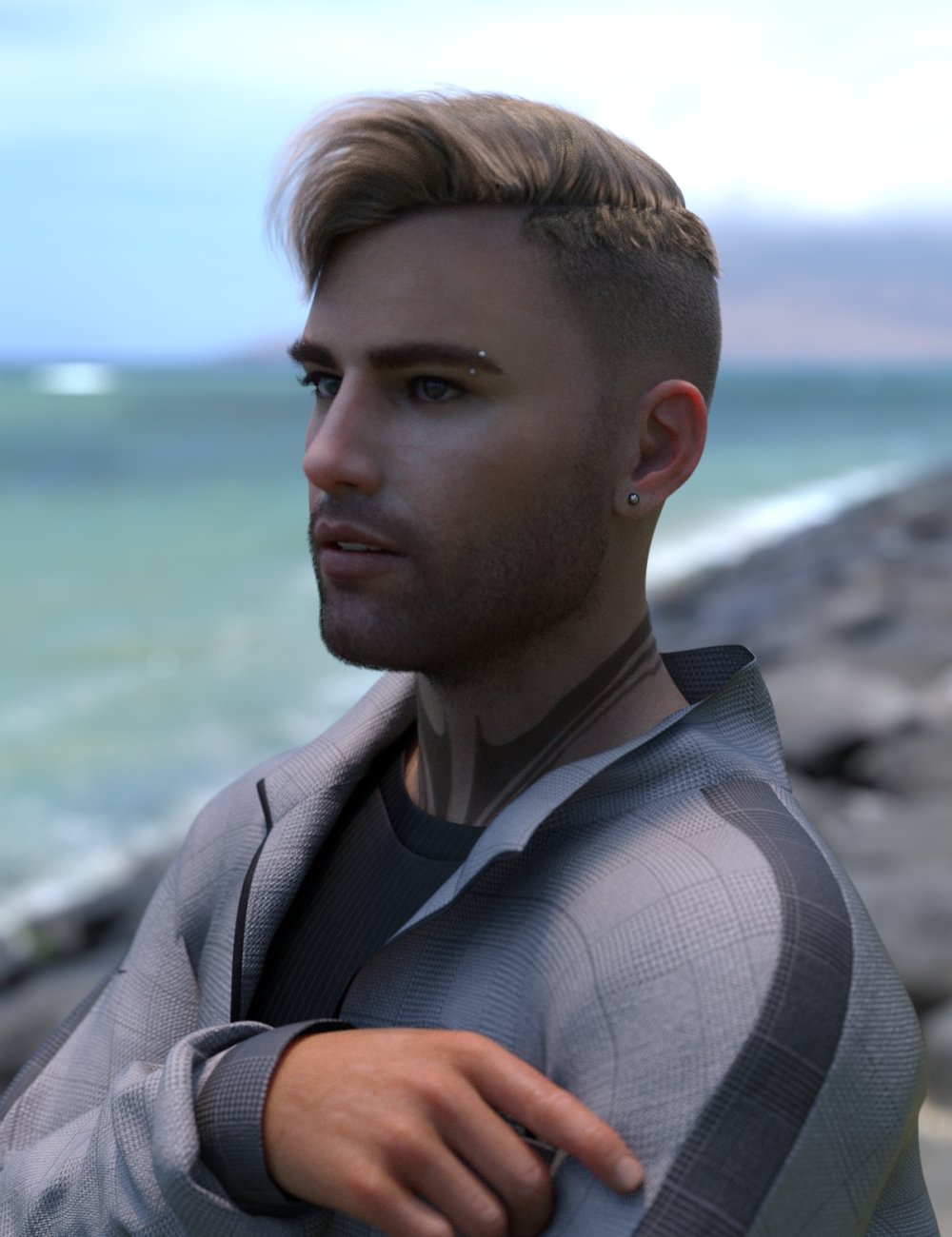 Cristo Short Flip Hair for Genesis 8 and 8.1 Males | Daz 3D