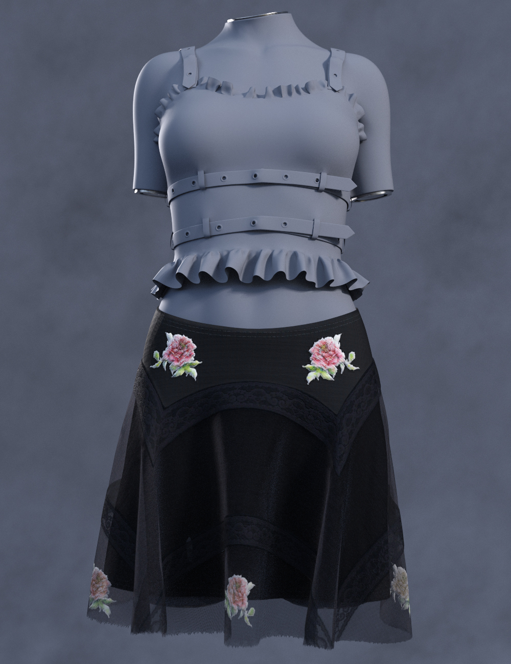 dForce GF Women's Wear Series One Laces Skirt for Genesis 8 and 8.1 Females by: Green Finger, 3D Models by Daz 3D