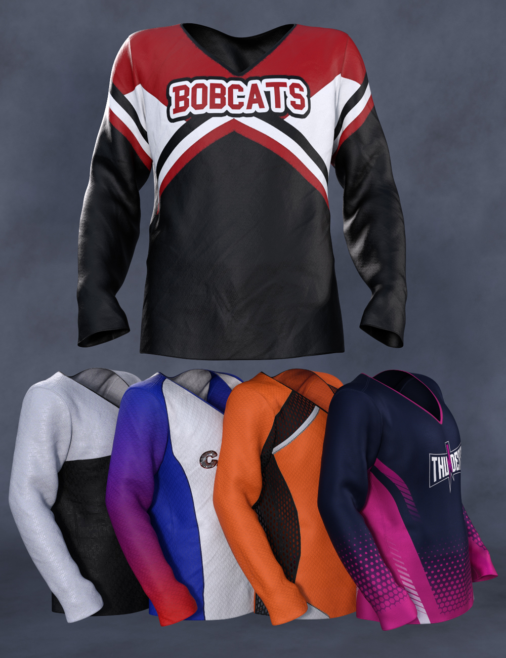 Cheerleading Squad Outfit dForce Long-Sleeve Shirt for Genesis 8 and 8.1 Males by: Barbara BrundonUmblefuglySade, 3D Models by Daz 3D