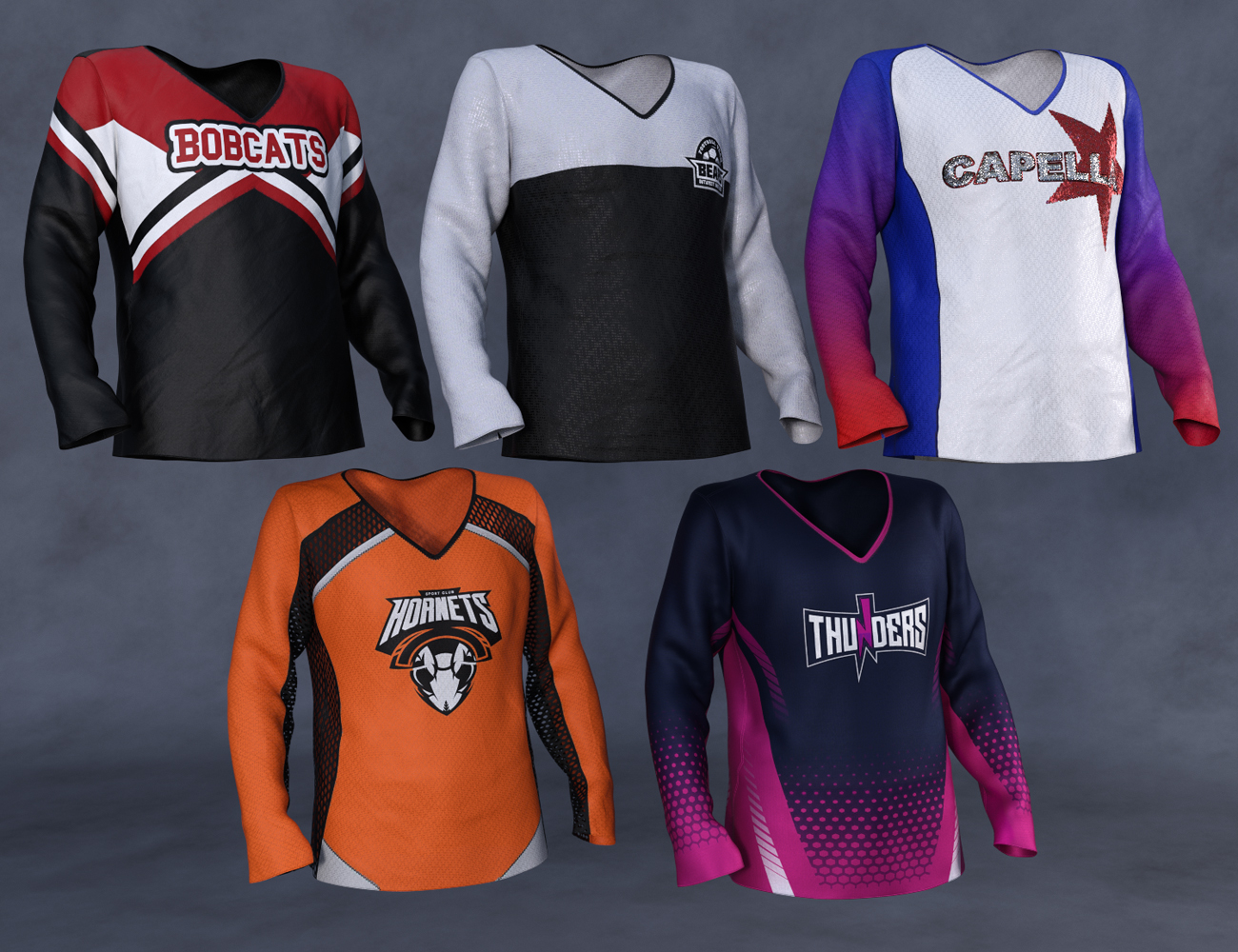 Cheerleading Squad Outfit dForce Long-Sleeve Shirt for Genesis 8 and 8.1 Males by: Barbara BrundonUmblefuglySade, 3D Models by Daz 3D