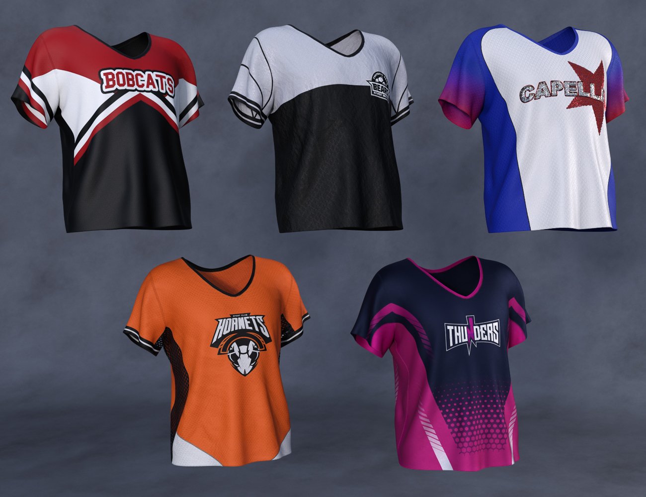 Cheerleading Squad Outfit dForce T-Shirt for Genesis 8 and 8.1 Males by: Barbara BrundonUmblefuglySade, 3D Models by Daz 3D