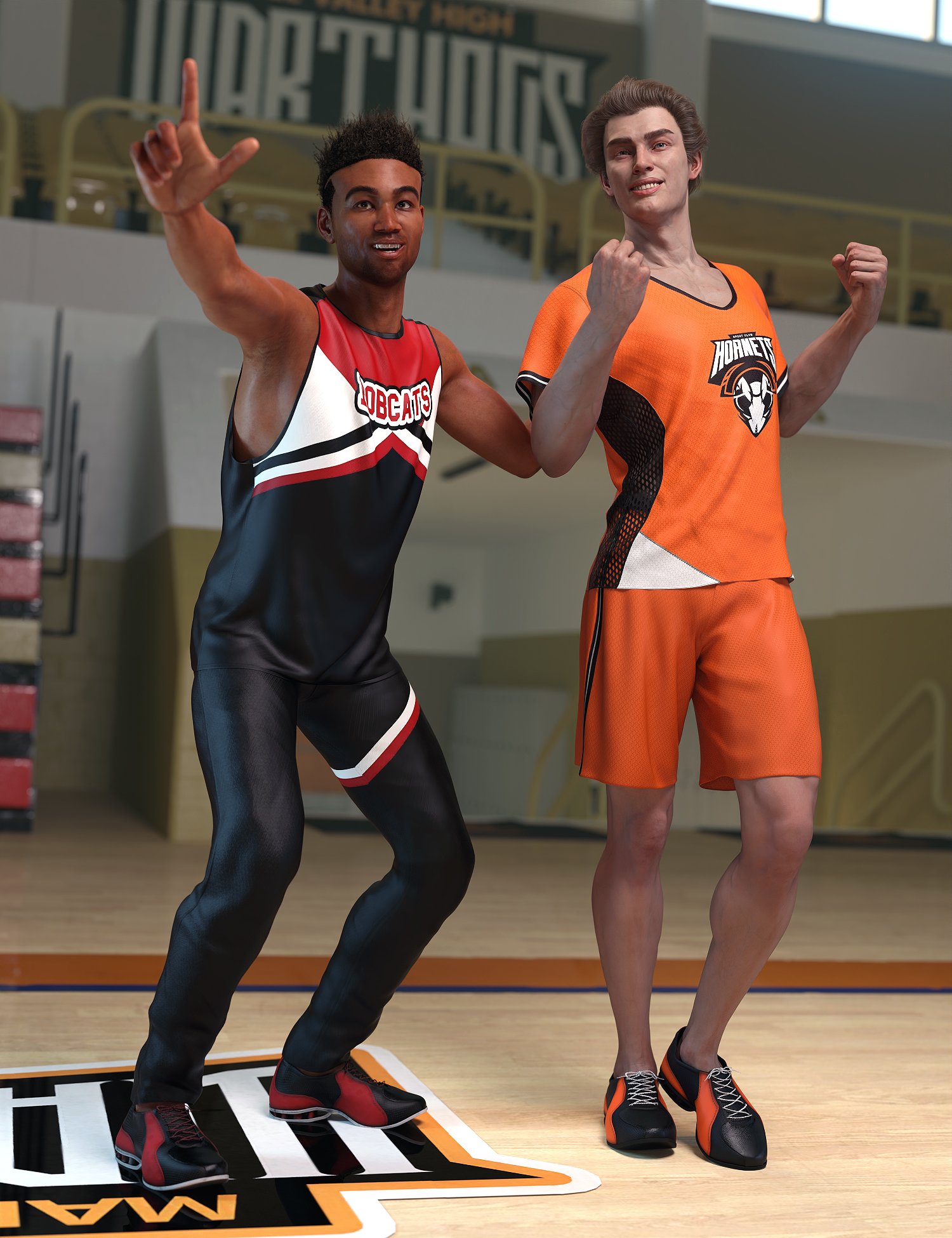 dForce Cheerleading Squad Outfit for Genesis 8 and 8.1 Males by: Barbara BrundonUmblefuglySade, 3D Models by Daz 3D