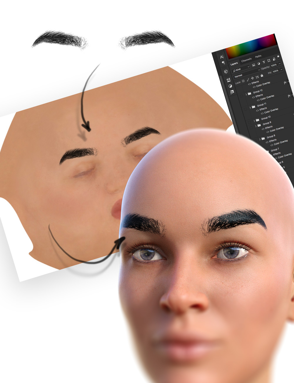 Real Eyebrows Layers Merchant Resource for Genesis 8 Daz 3D