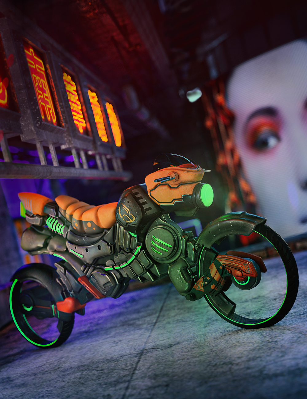 Afrofuturism Motorcycle by: Afro3D, 3D Models by Daz 3D