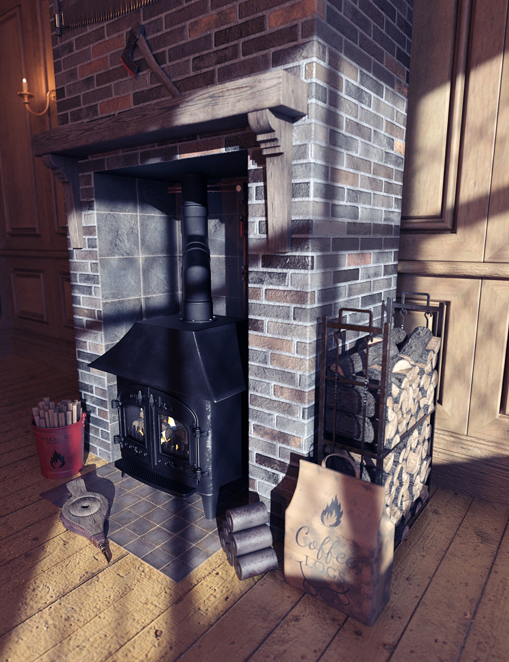 Wood Stove Living by: ForbiddenWhispersDavid Brinnen, 3D Models by Daz 3D