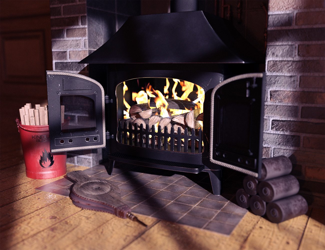 Wood Stove Living Wood Stove Living by: ForbiddenWhispersDavid Brinnen, 3D Models by Daz 3D