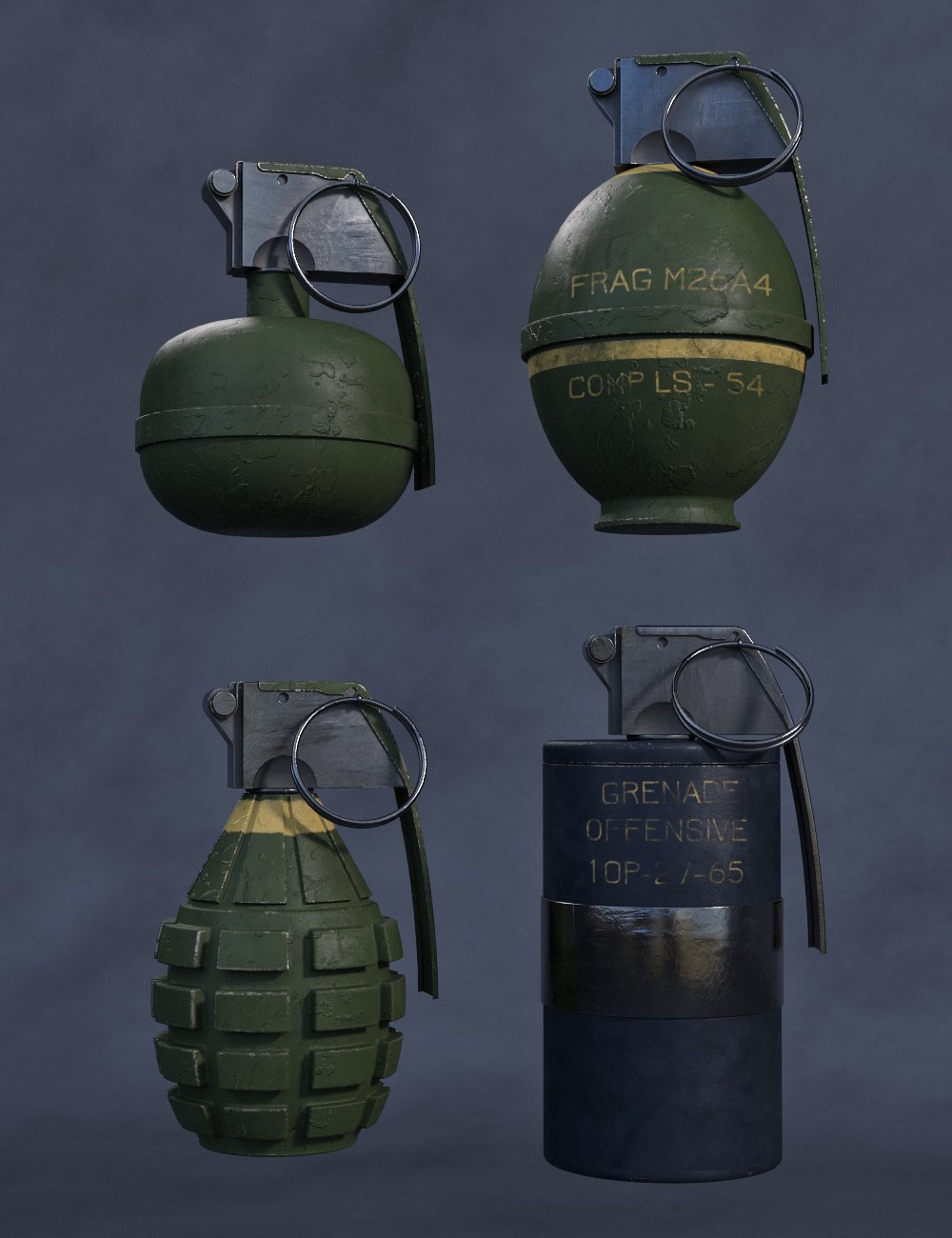 Military Props Grenades by: Mely3D, 3D Models by Daz 3D