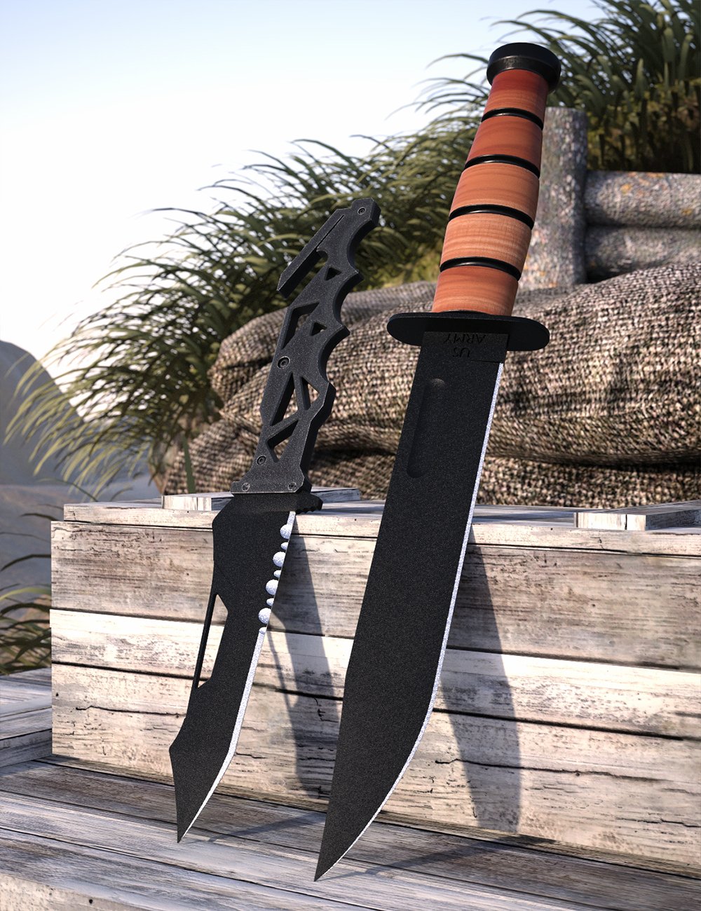 Military Props Knives by: Mely3D, 3D Models by Daz 3D