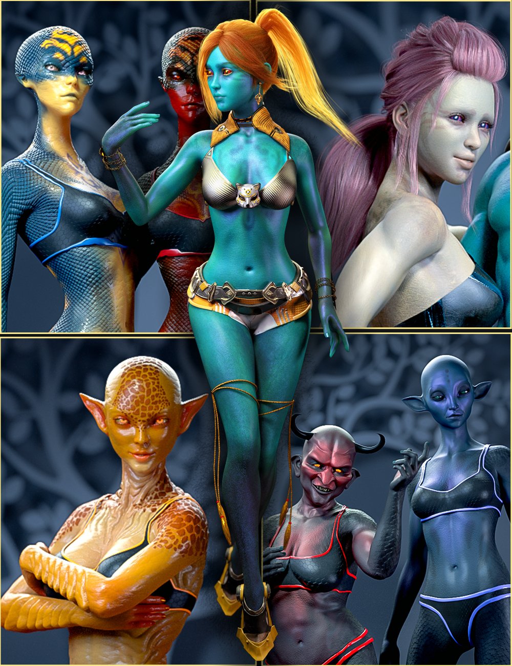 Reptilian Skins for Genesis 8.1 Females by: FenixPhoenixEsid, 3D Models by Daz 3D