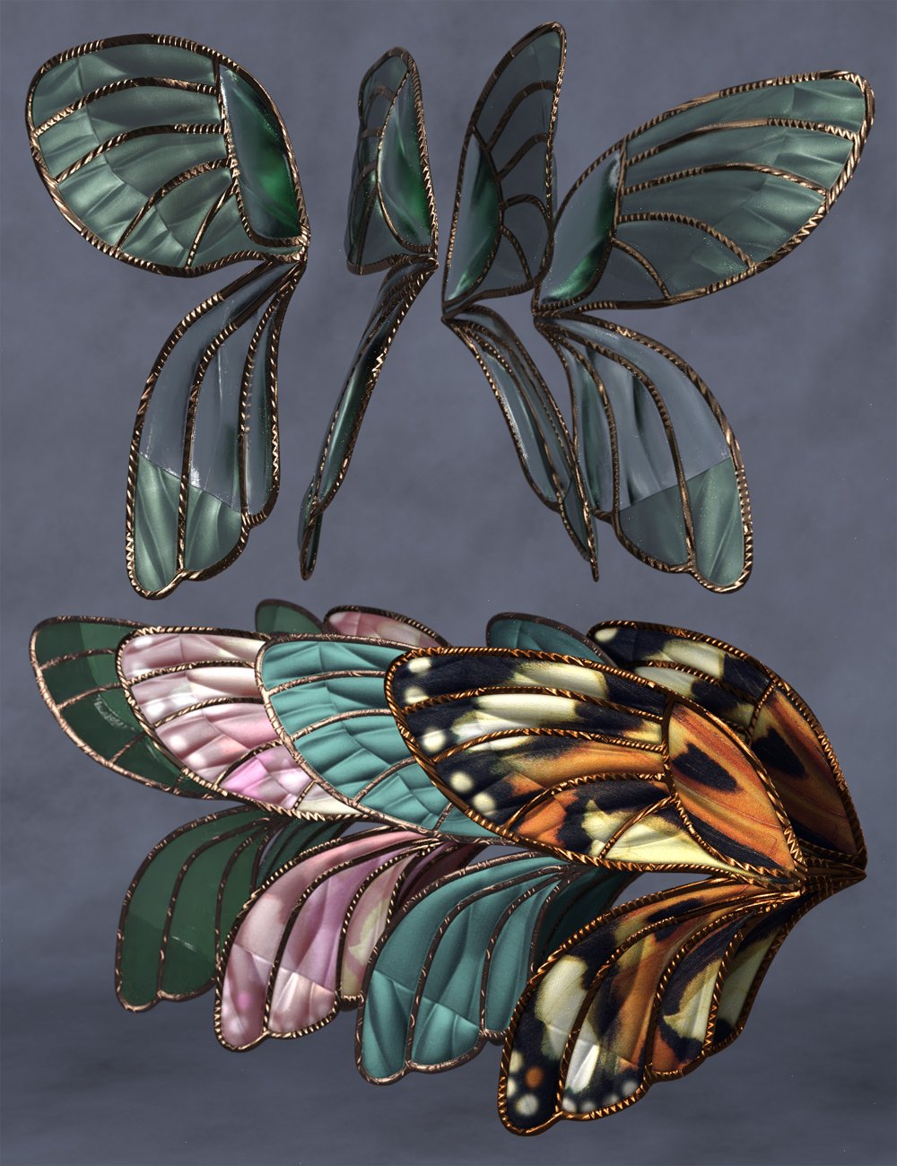 Copperwhirl Wings for Genesis 8 and 8.1 Females by: Mada, 3D Models by Daz 3D