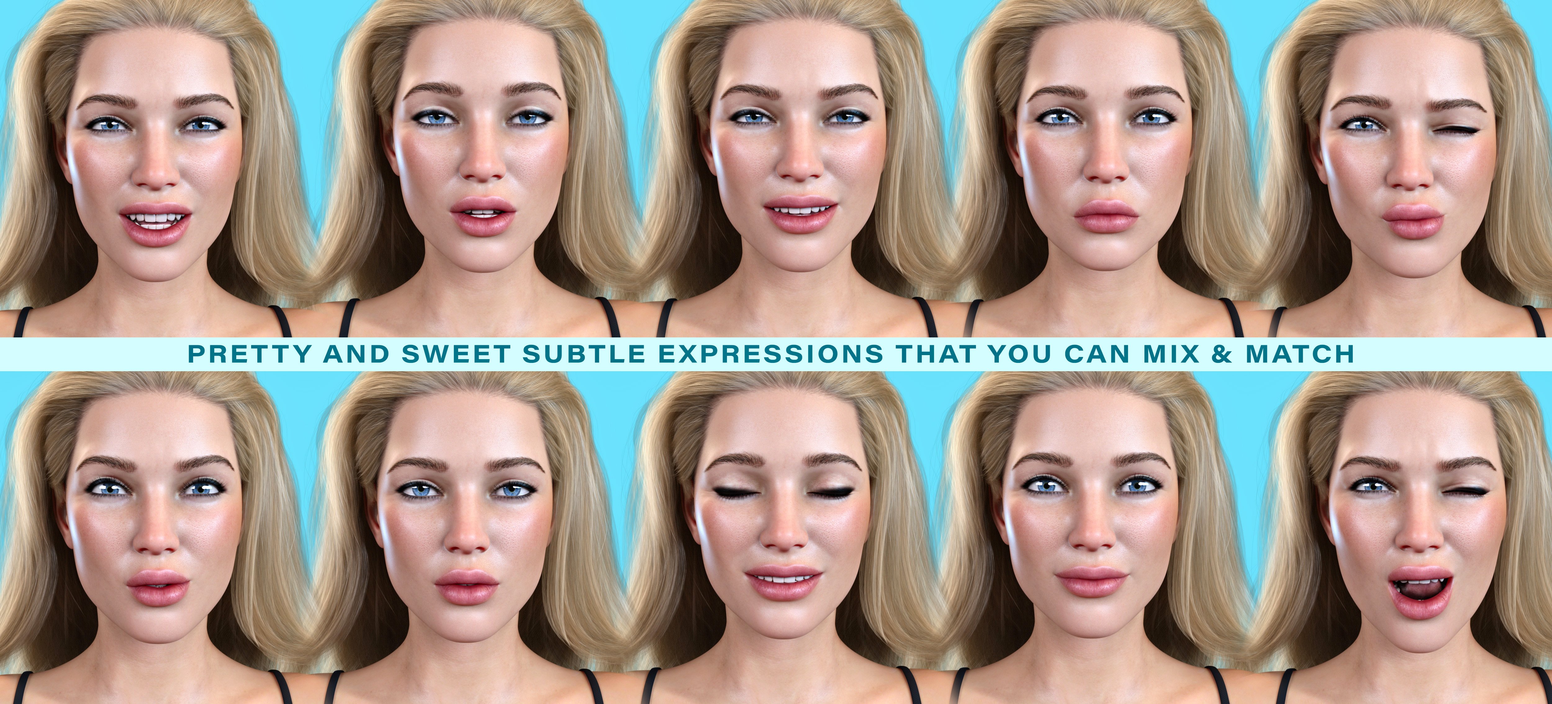 Z Subtle Beauty Mix and Match Expressions for Genesis 8.1 Female Z Subtle Beauty Mix and Match Expressions for Genesis 8.1 Female by: Zeddicuss, 3D Models by Daz 3D