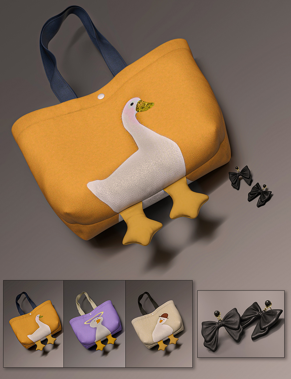 Rainy Koo Bag and Earrings for Genesis 8 and 8.1 Females by: Green Finger, 3D Models by Daz 3D
