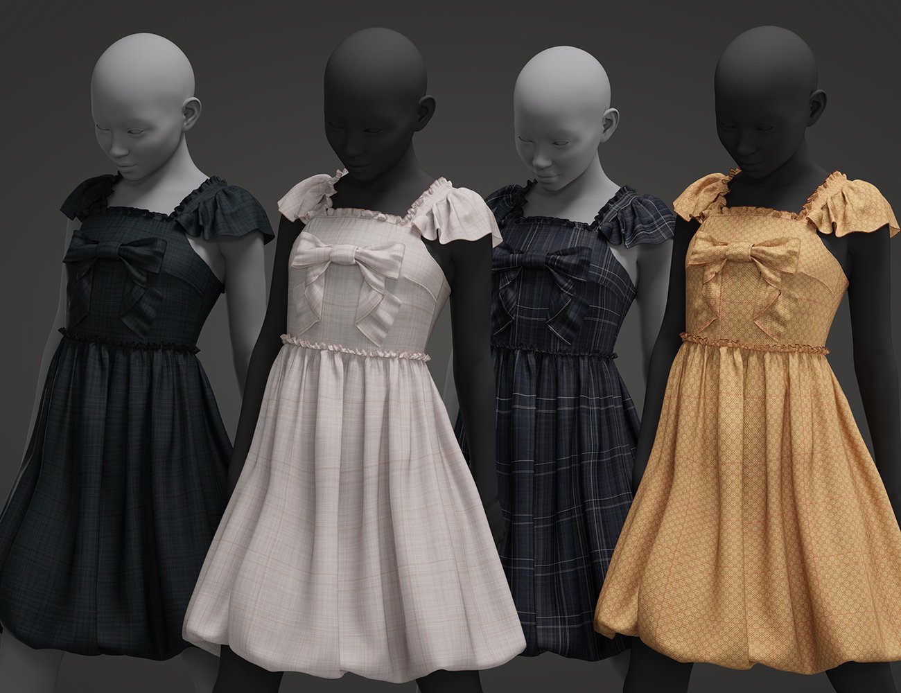 Rainy Koo dForce Dress and Ribbon for Genesis 8 and 8.1 Females by: Green Finger, 3D Models by Daz 3D
