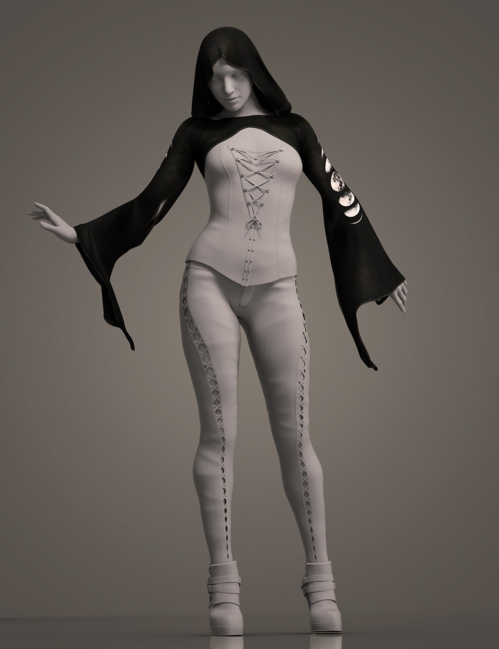 dForce Blackstar Tempest Outfit Hood for Genesis 8 Females by: Barbara BrundonUmblefuglyArien, 3D Models by Daz 3D