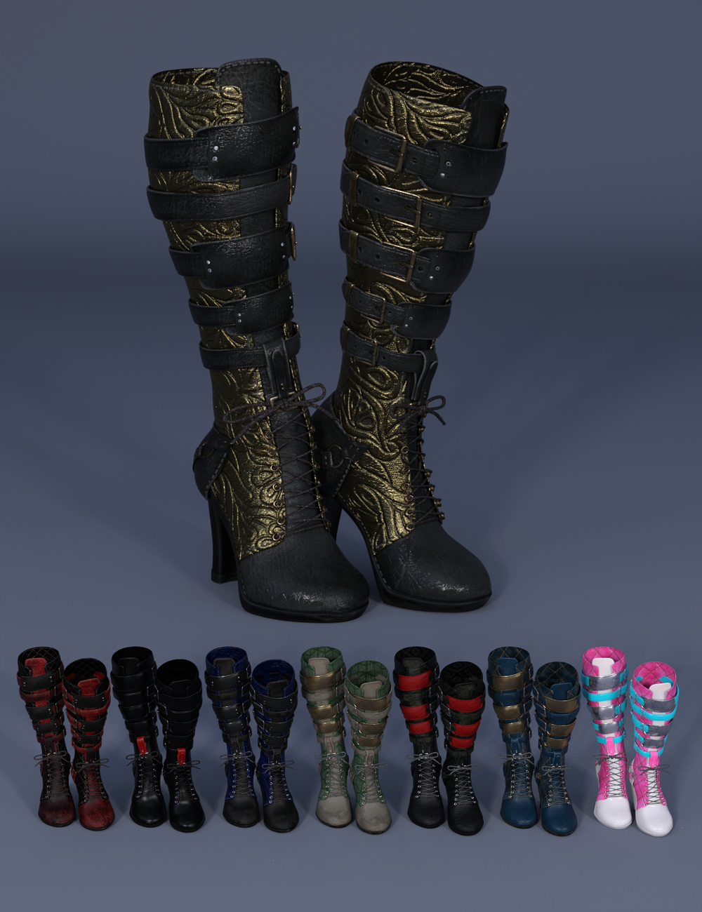 Oni Shadow Boots for Genesis 8 and 8.1 Females by: Barbara BrundonUmblefuglySade, 3D Models by Daz 3D
