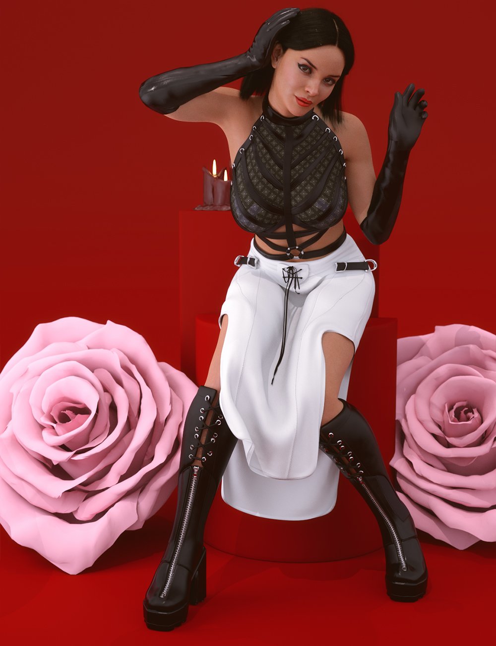Gothic Style Outfit V2 dForce Skirt for Genesis 8 and 8.1 Females