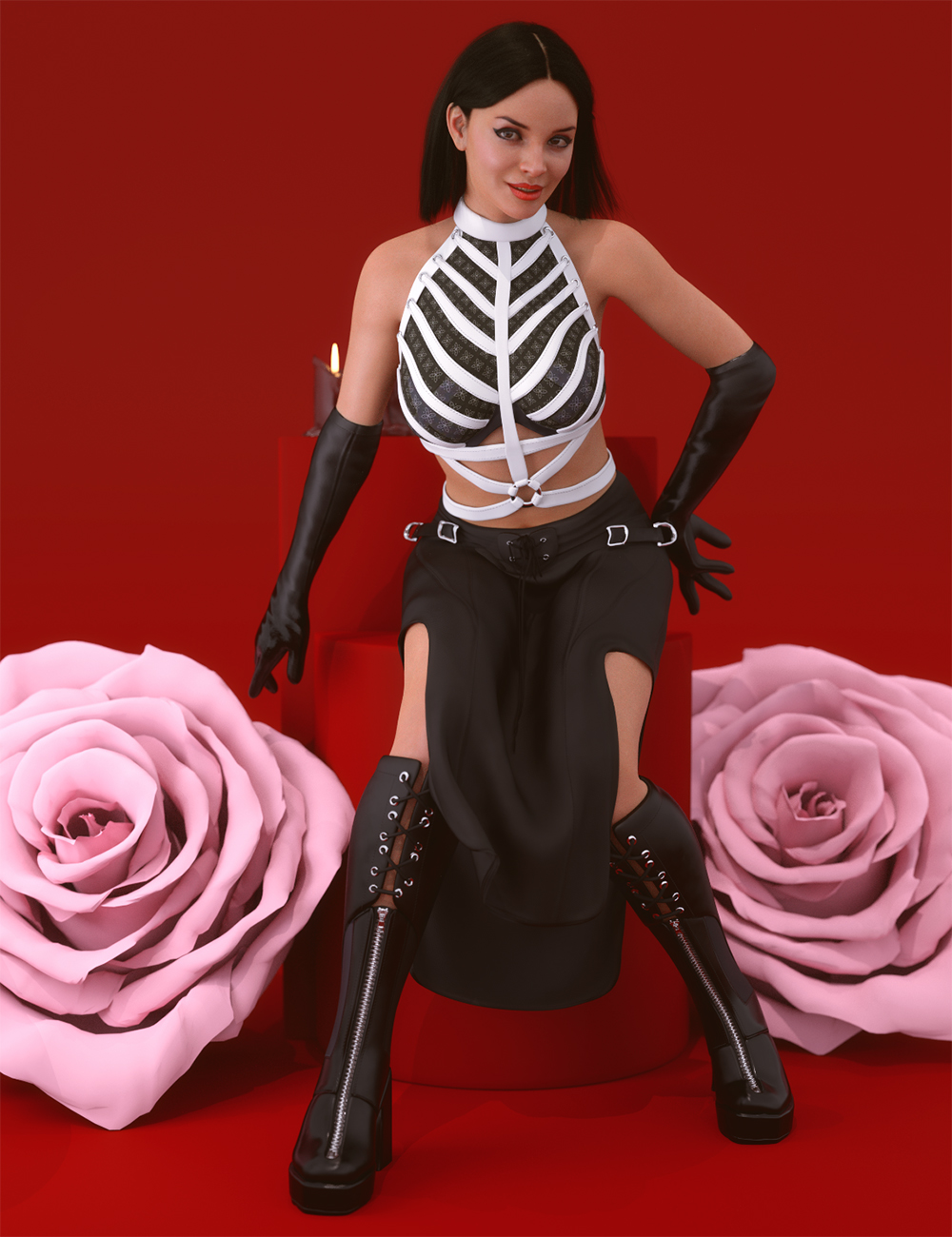 Gothic Style Outfit V2 Top for Genesis 8and 8.1 Females