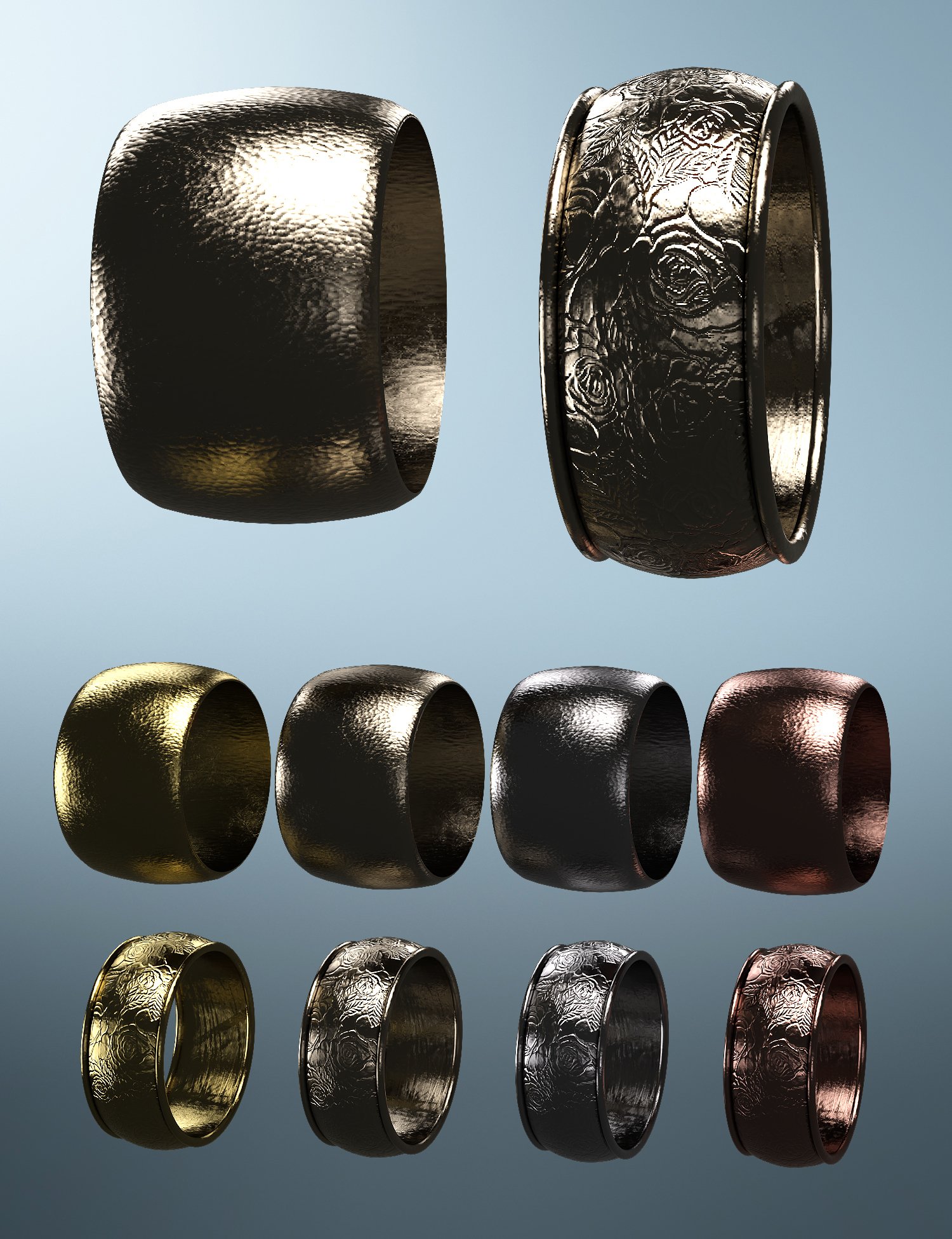 Gothic Style Outfit V3 Bracelets for Genesis 8 and 8.1 Females by: fjaa3d, 3D Models by Daz 3D