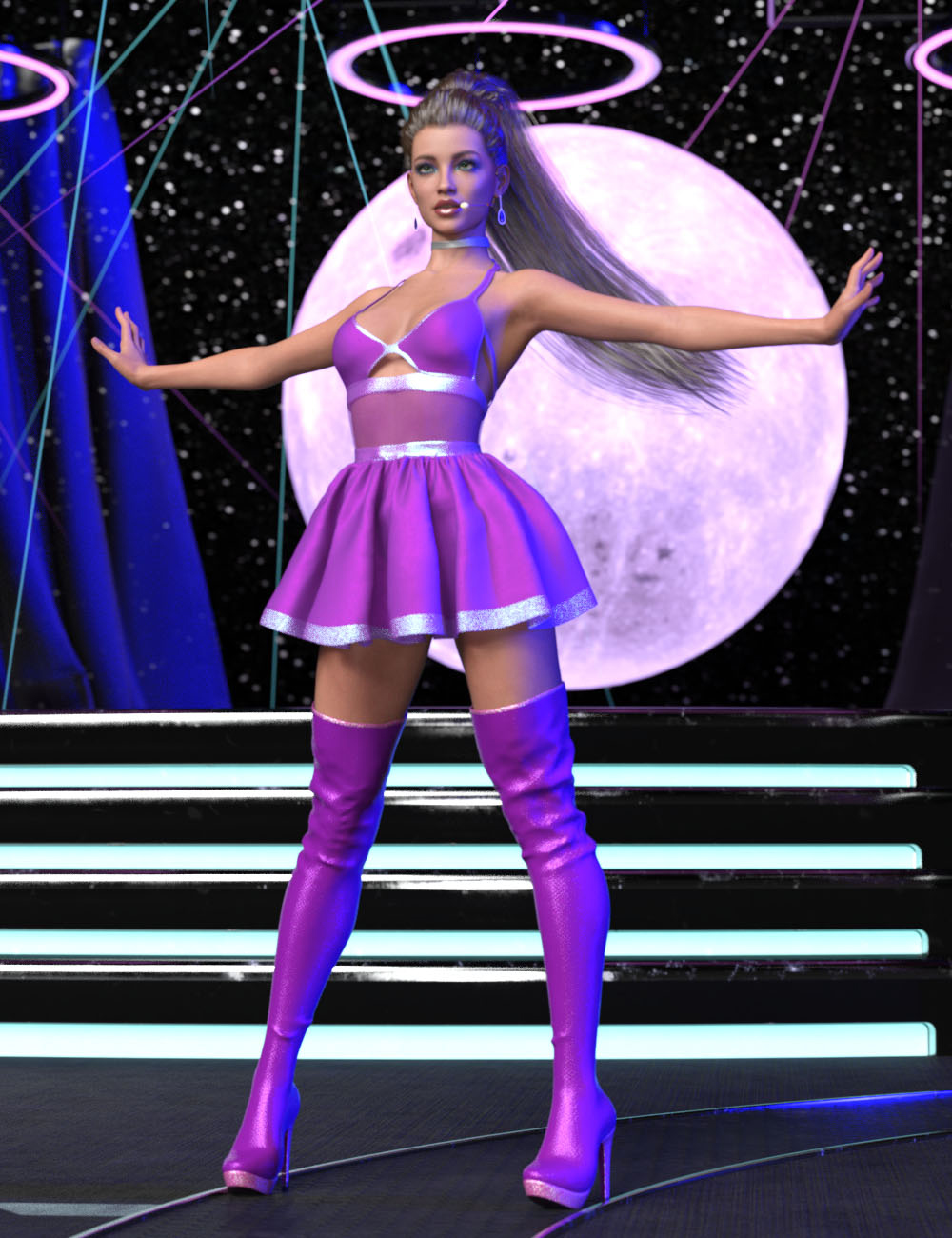 dForce Diva Singer Outfit for Genesis 8 and 8.1 Females by: Otart, 3D Models by Daz 3D