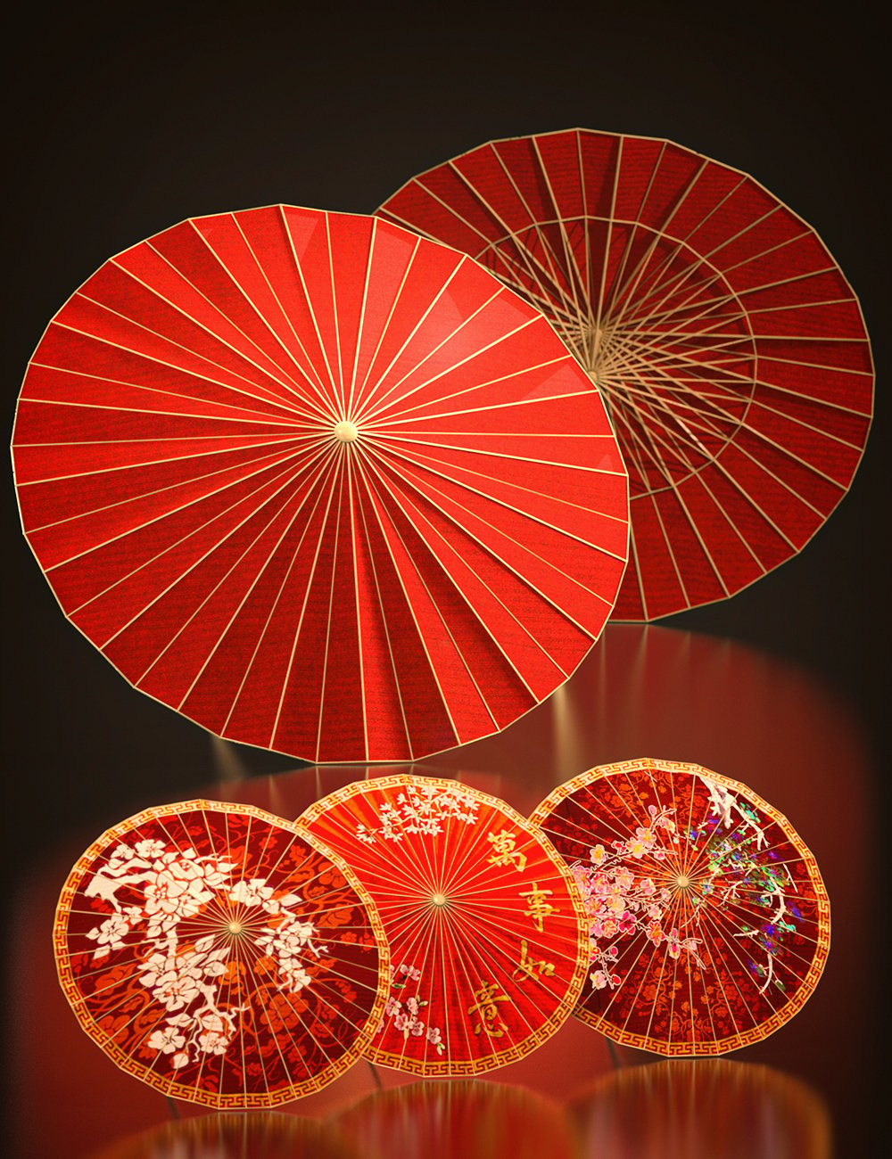 Chinese New Year Umbrella Prop by: Kayjay, 3D Models by Daz 3D