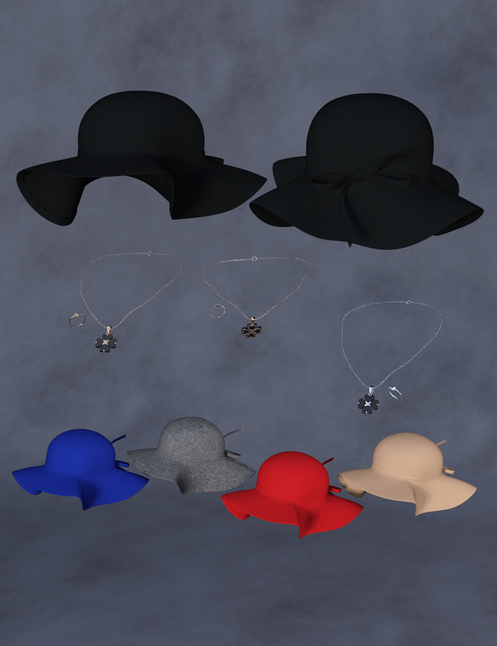 Hepburn Style Hat and Jewelry for Genesis 8 and 8.1 Females by: Green Finger, 3D Models by Daz 3D