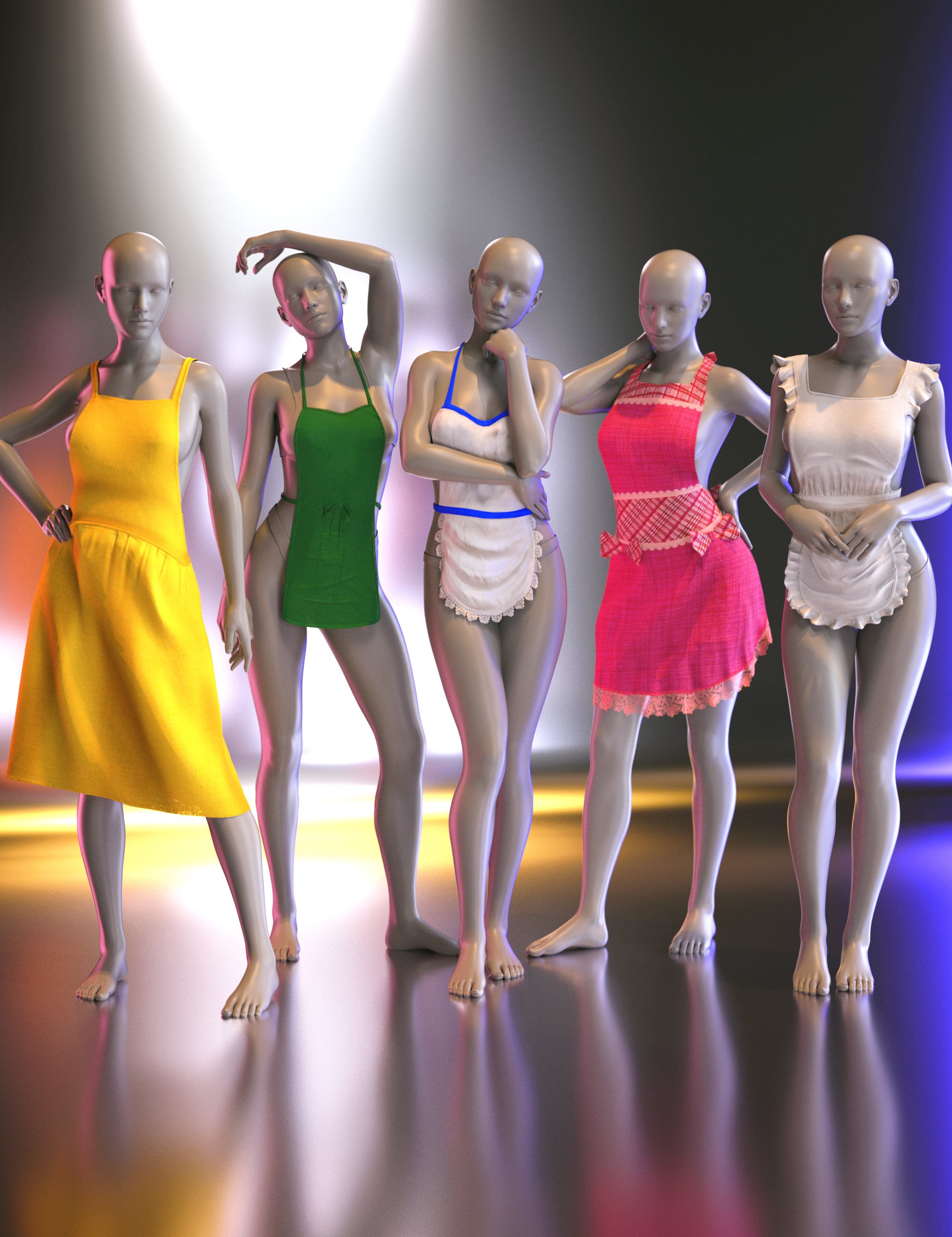 dForce Aprons Mega Pack for Genesis 8 and 8.1 Females by: SWTrium, 3D Models by Daz 3D