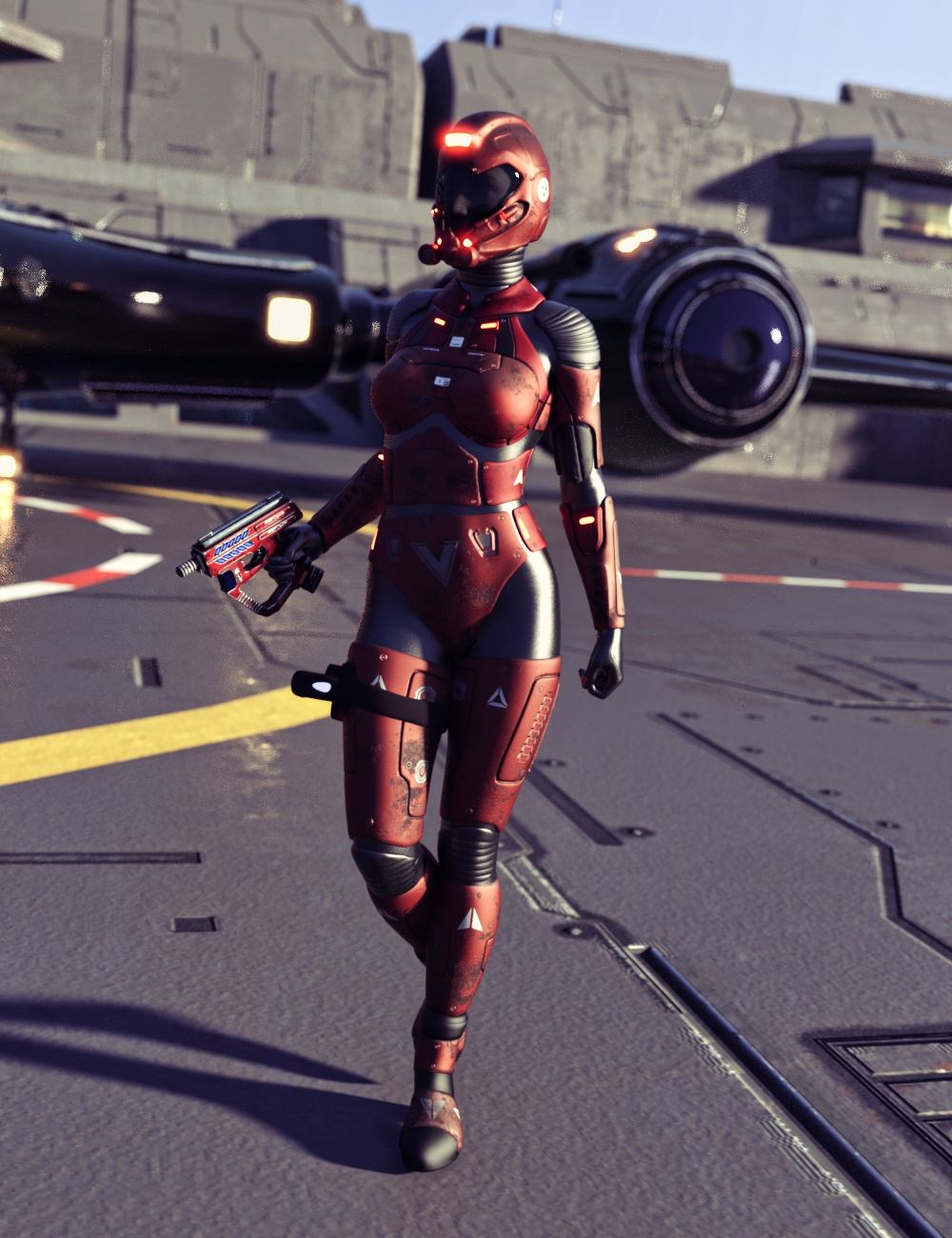 Sci-fi Pilot Outfit with Starship for Genesis 8 Female by: AcharyaPolina, 3D Models by Daz 3D