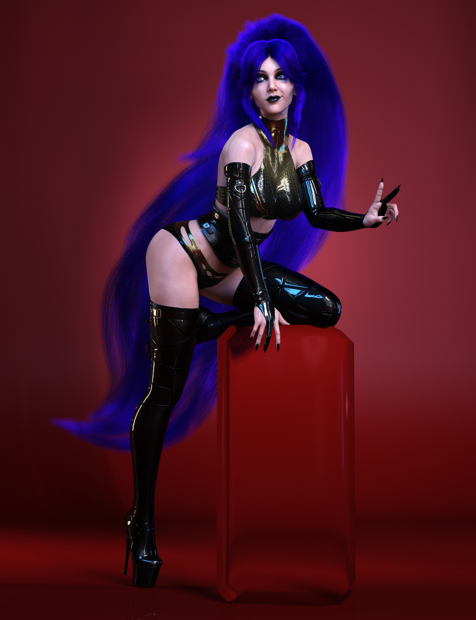 dForce Neko Hair for Genesis 8 and 8.1 Females by: HM, 3D Models by Daz 3D