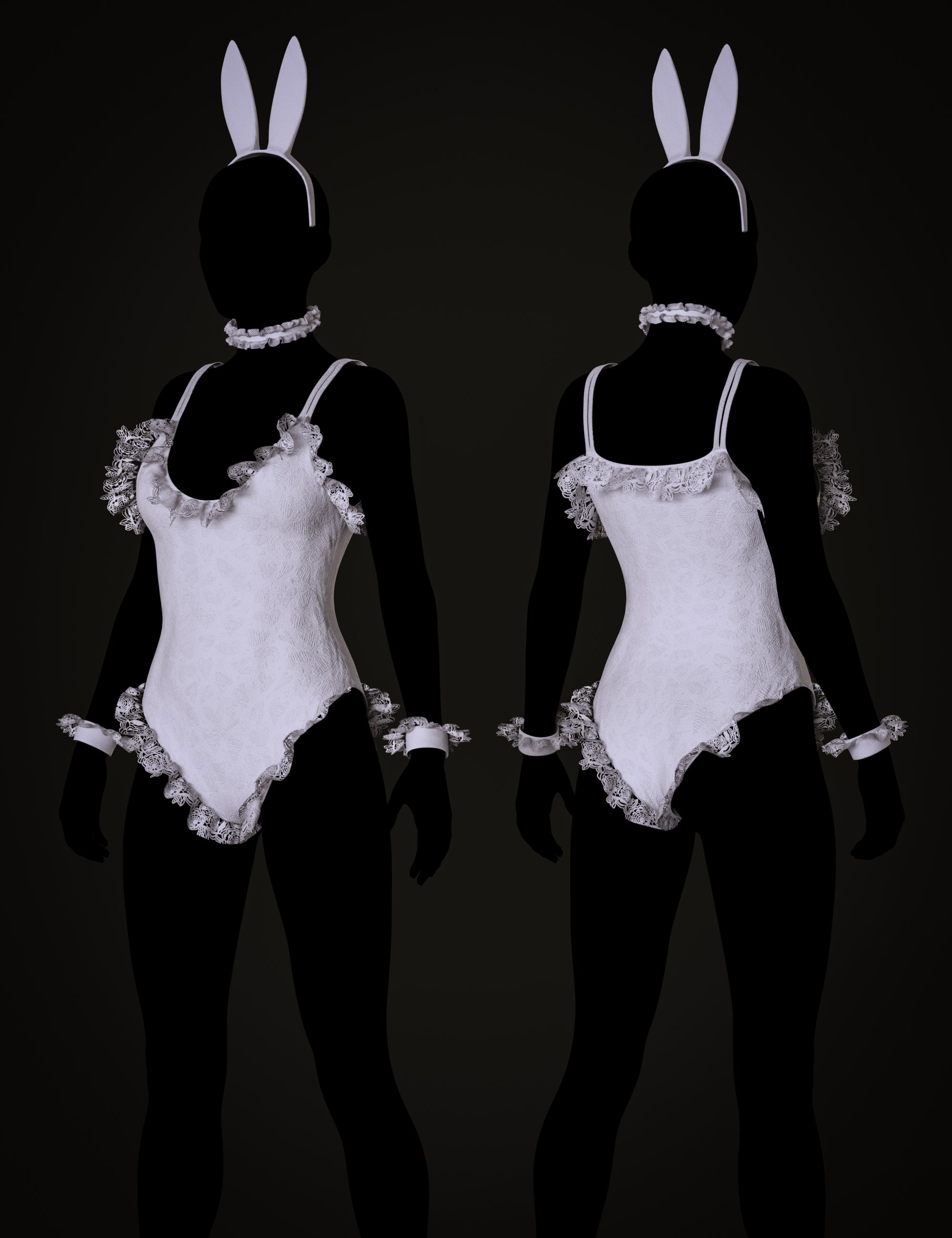 dForce Cute Bunny Bodysuit Outfit for Genesis 8 and Genesis 8.1 Females by: Beautyworks, 3D Models by Daz 3D