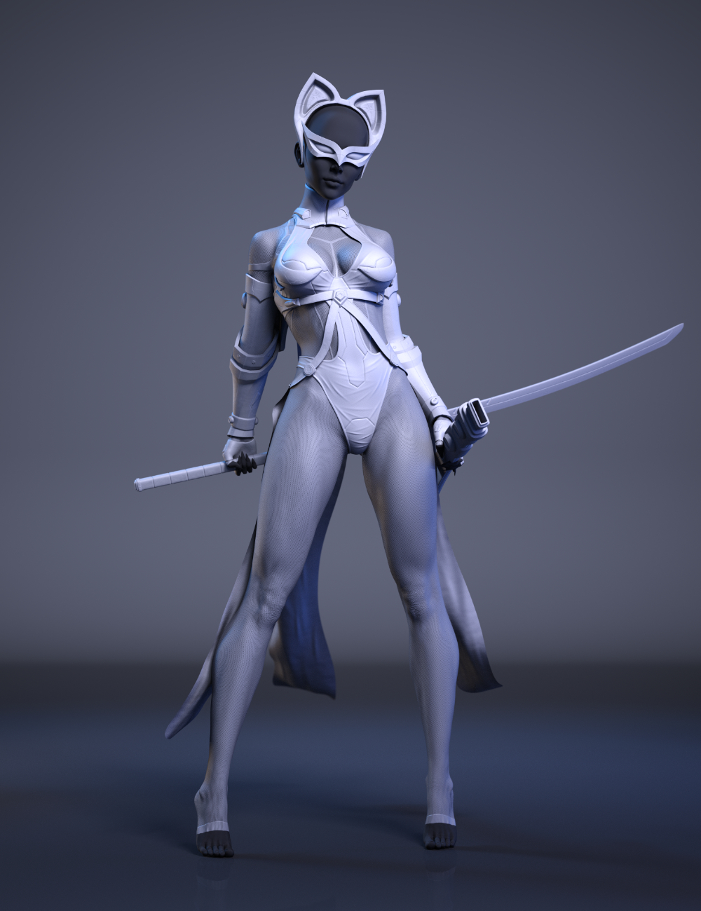 dForce Neko Samurai Outfit for Genesis 8 and 8.1 Females by: HM, 3D Models by Daz 3D