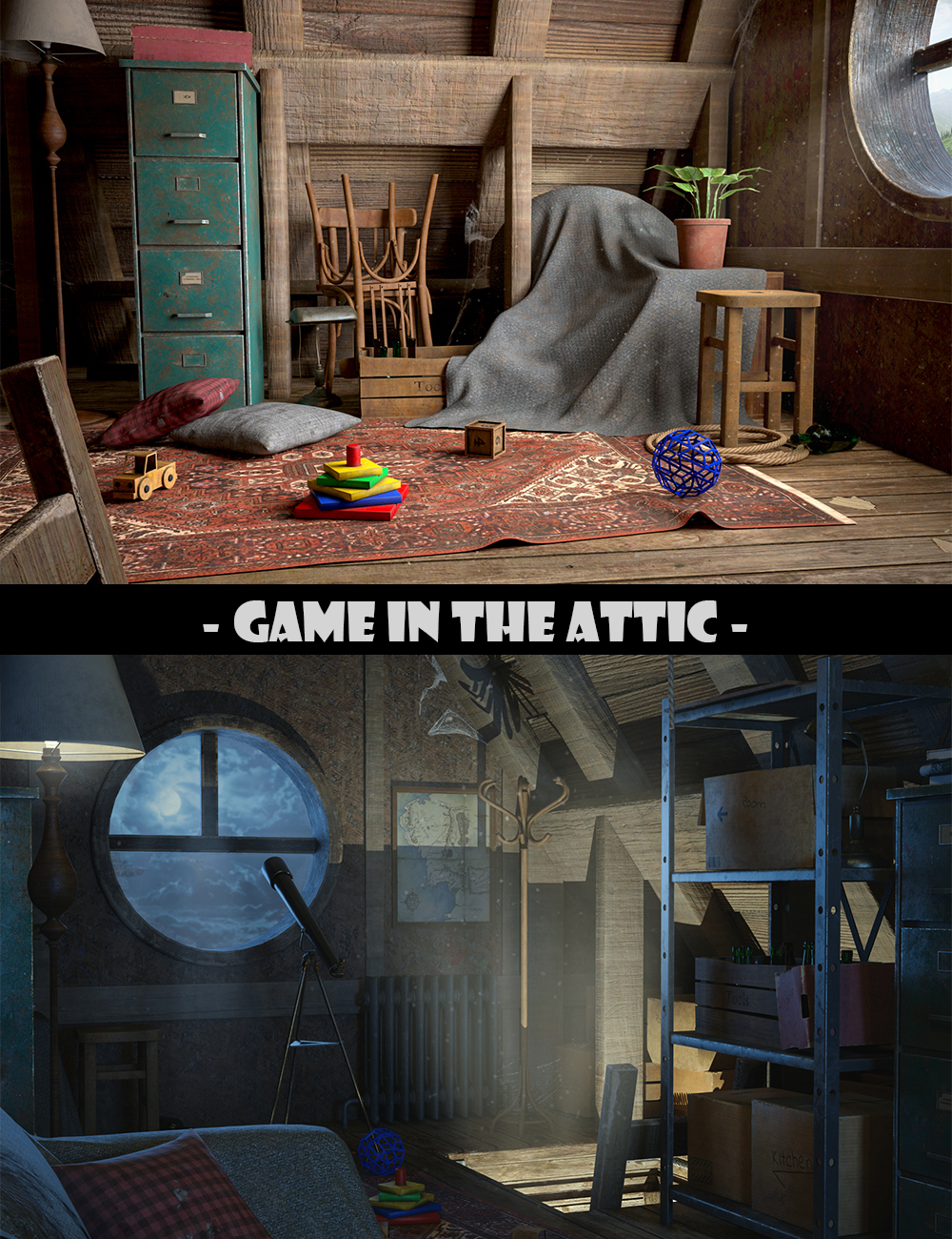 Game In The Attic by: 3dLab, 3D Models by Daz 3D