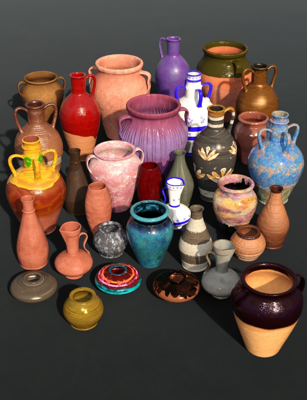 Pottery Vessels by: ZKuro, 3D Models by Daz 3D