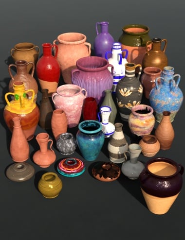 Pottery Vessels by: ZKuro, 3D Models by Daz 3D