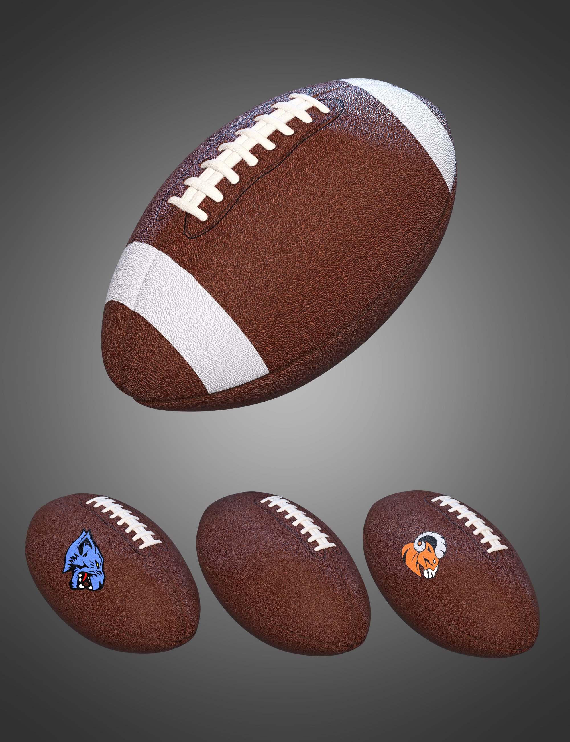 Football with Bonus Poses by: Sixus1 Media, 3D Models by Daz 3D