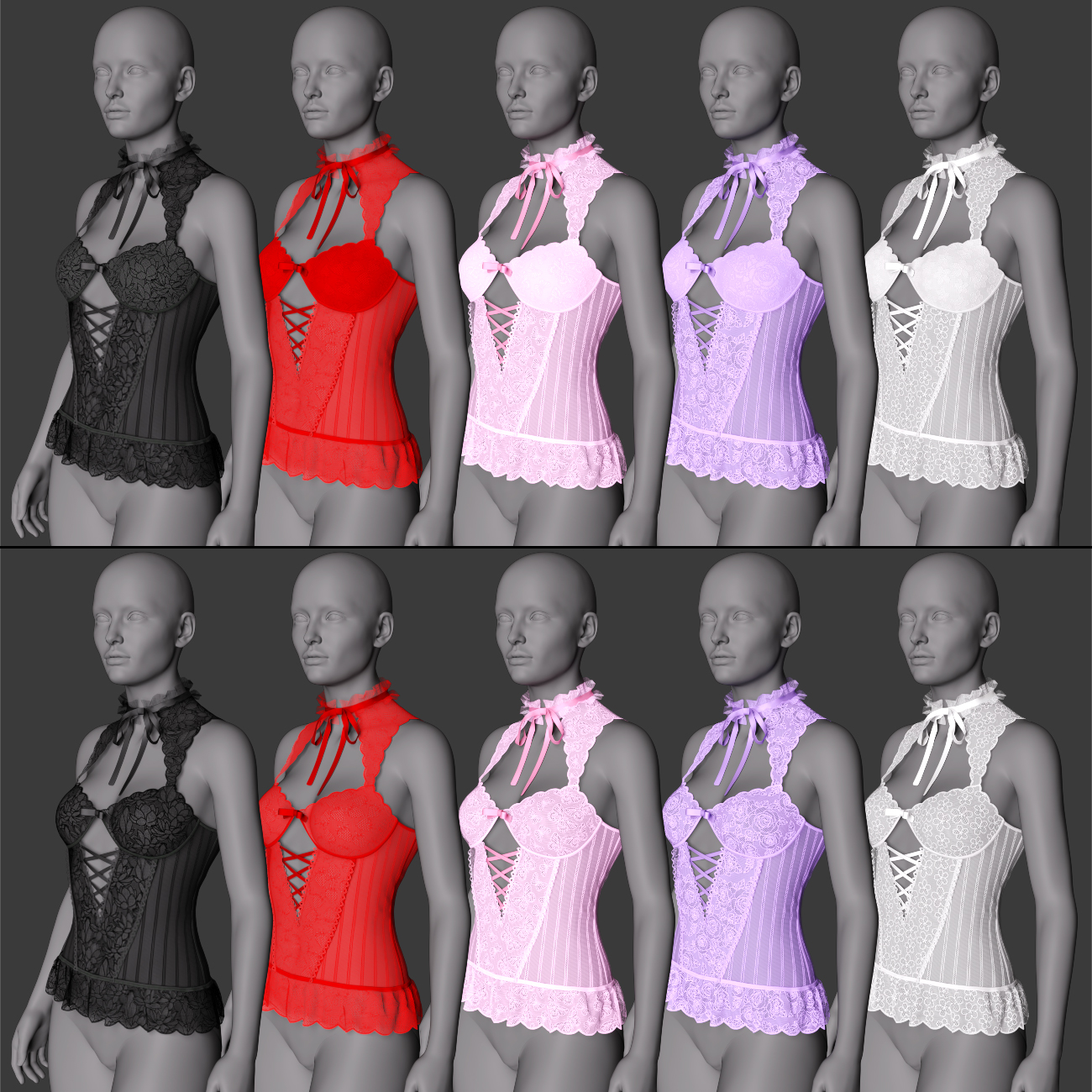 CNB Lace dForce Bustier for Genesis 8 and 8.1 Females by: Cinnabar, 3D Models by Daz 3D