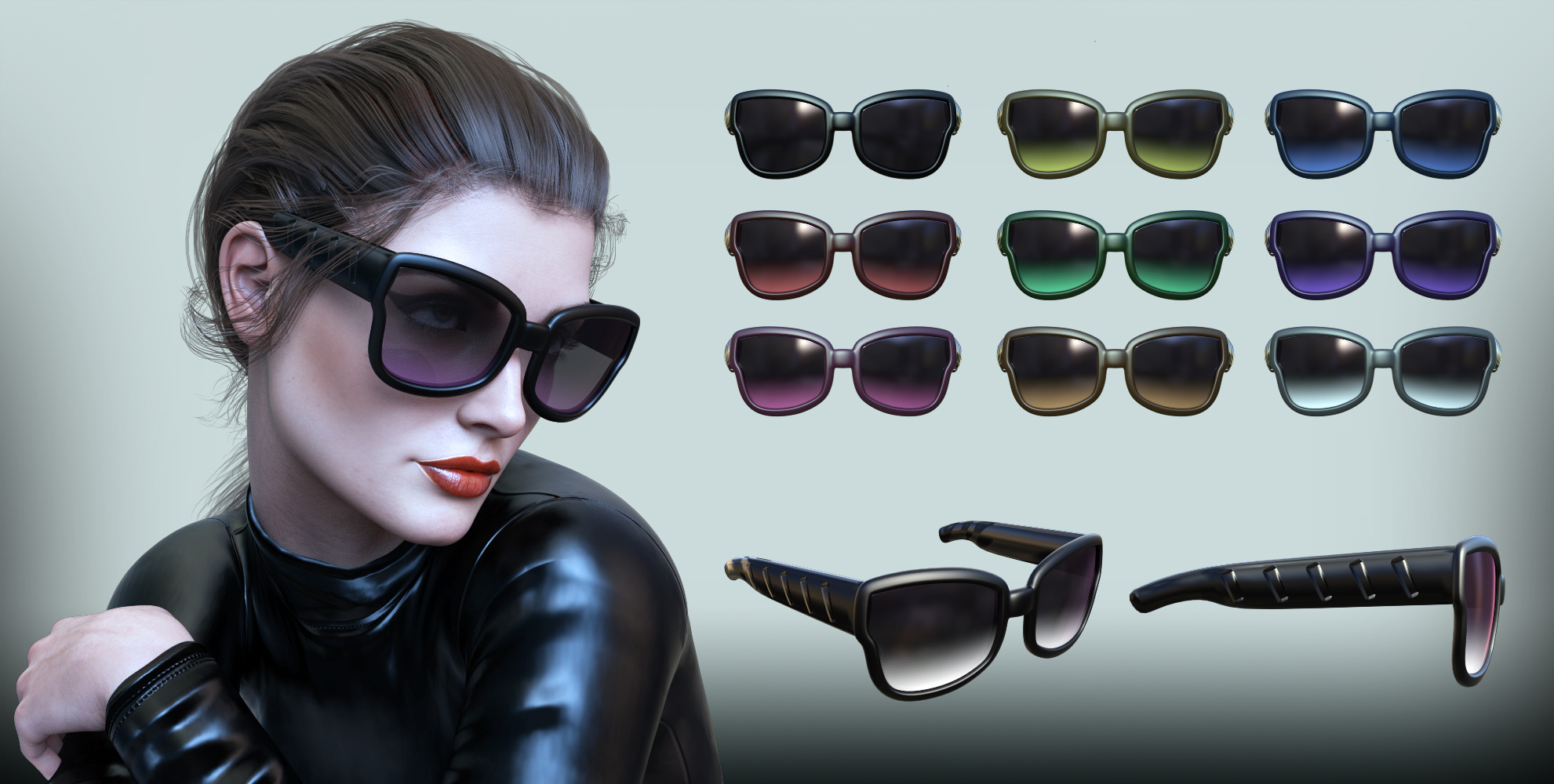 Gothic Style Outfit V4 Glasses for Genesis 8 and 8.1 Females by: fjaa3d, 3D Models by Daz 3D