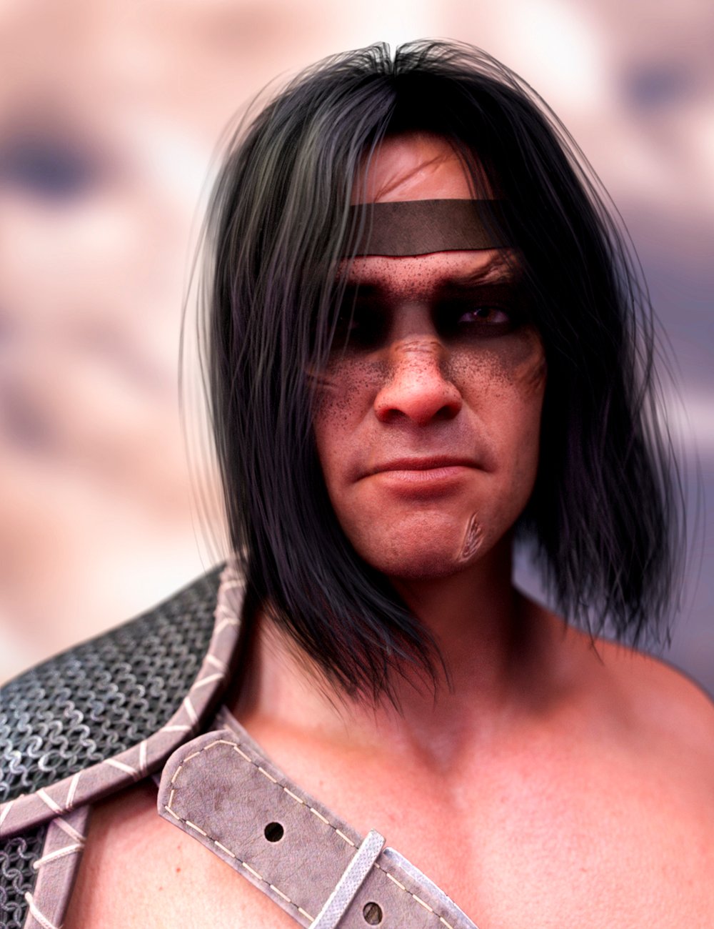 M3D Warrior Hair, Scars, and Makeup Kit for Genesis 8 Males by: Matari3D, 3D Models by Daz 3D