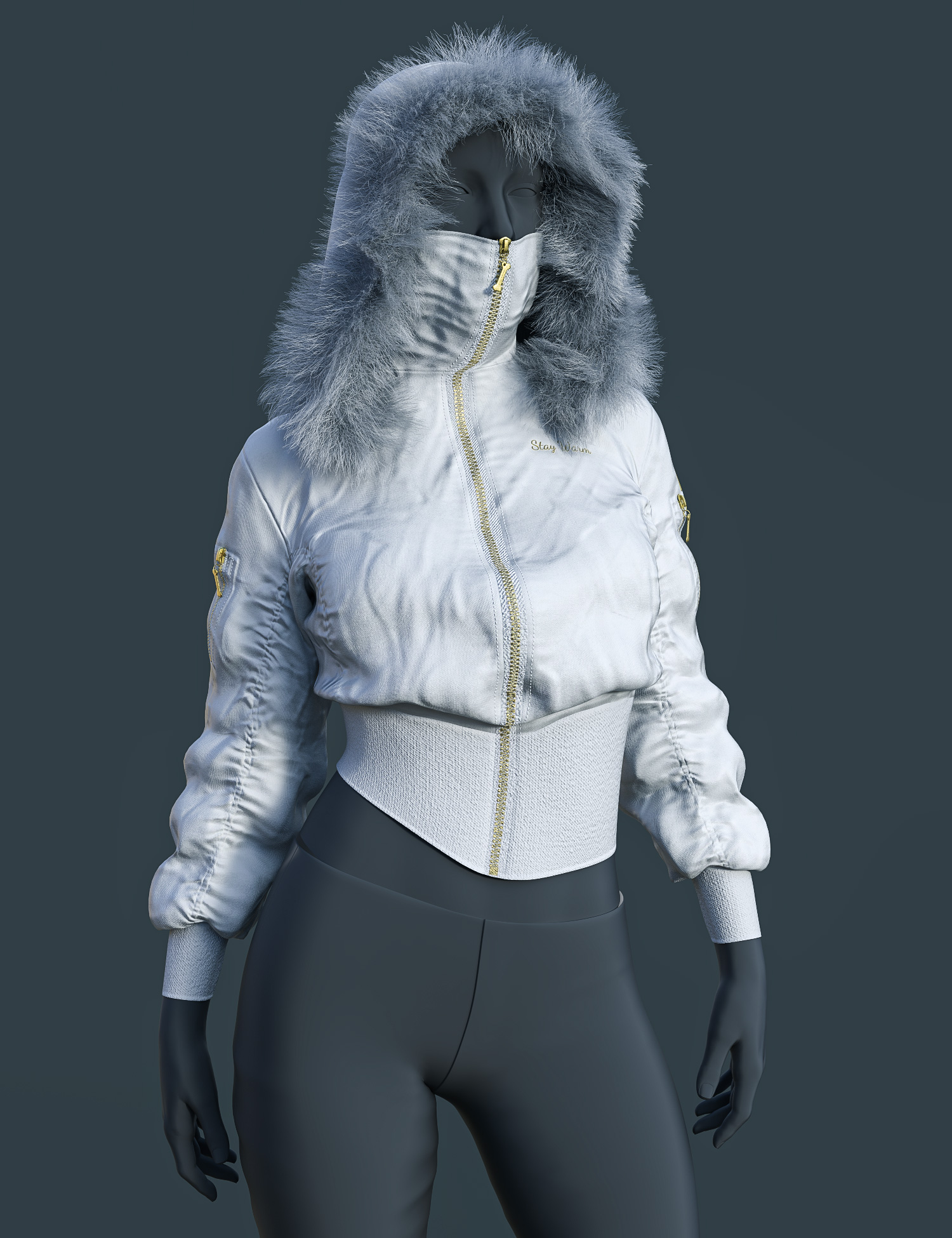 Puffer Coat with dForce Fur Trim for Genesis 8 and 8.1 Females by: fefecoolyellow, 3D Models by Daz 3D