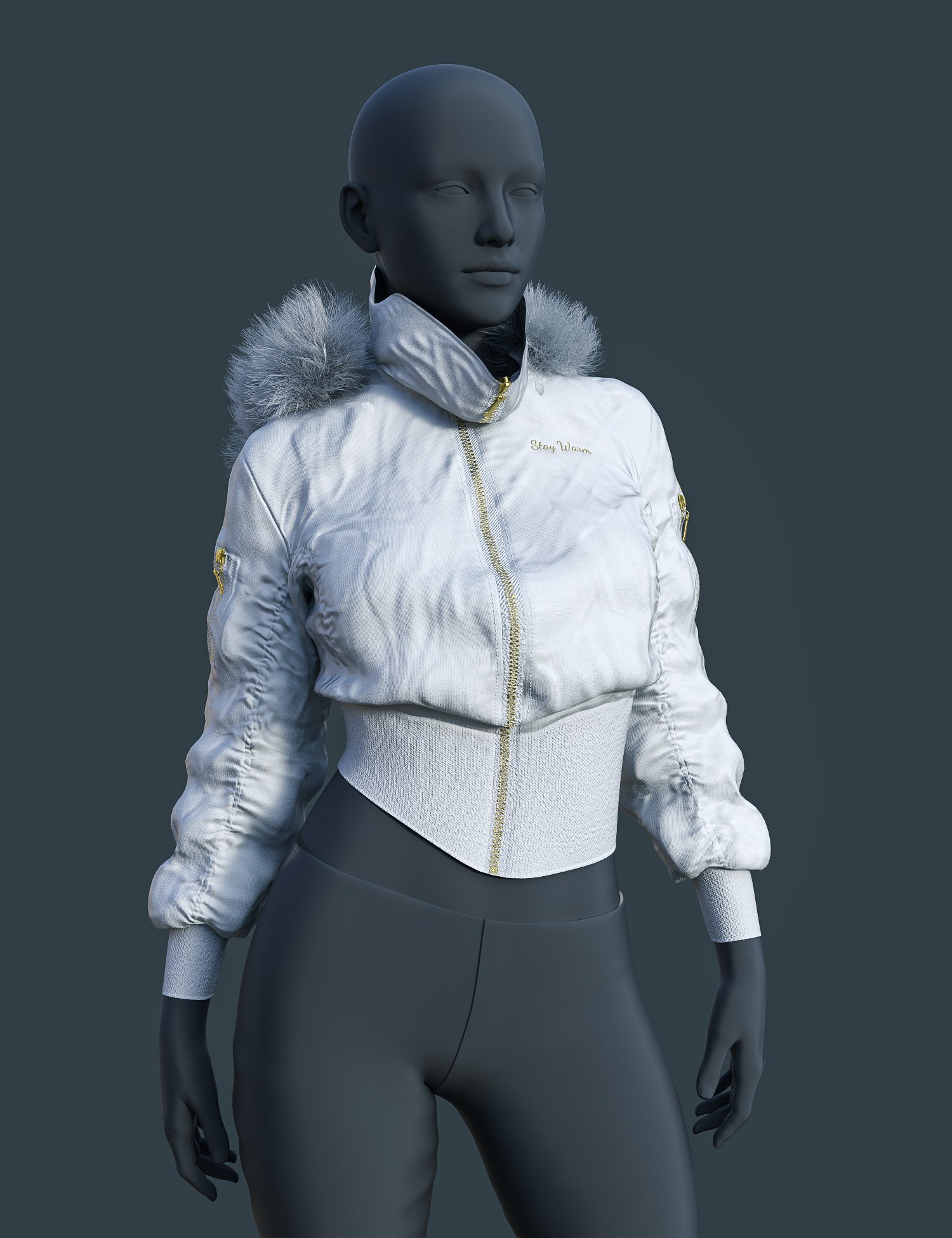Puffer Coat with dForce Fur Trim for Genesis 8 and 8.1 Females by: fefecoolyellow, 3D Models by Daz 3D