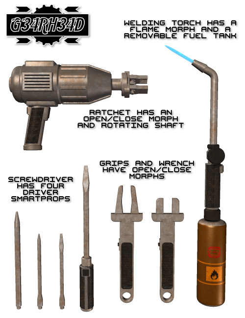 G34RH34D Mechanic Tools G34RH34D Mechanic Tools by: Nightshift3D, 3D Models by Daz 3D