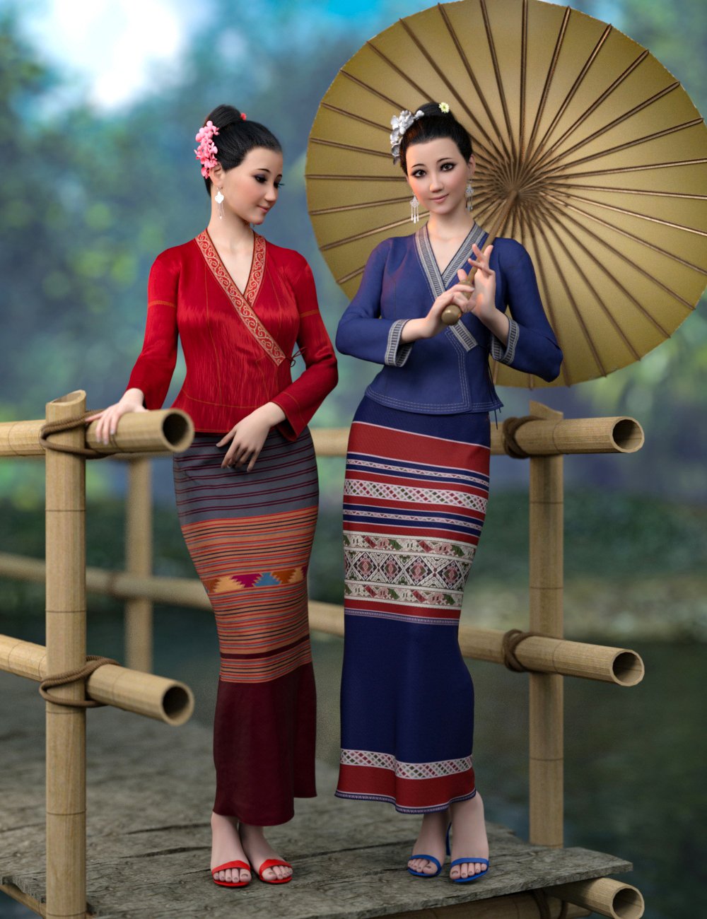dforce MK Dai Outfit for Genesis 8 and 8.1 Females Bundle by: wsmonkeyking, 3D Models by Daz 3D