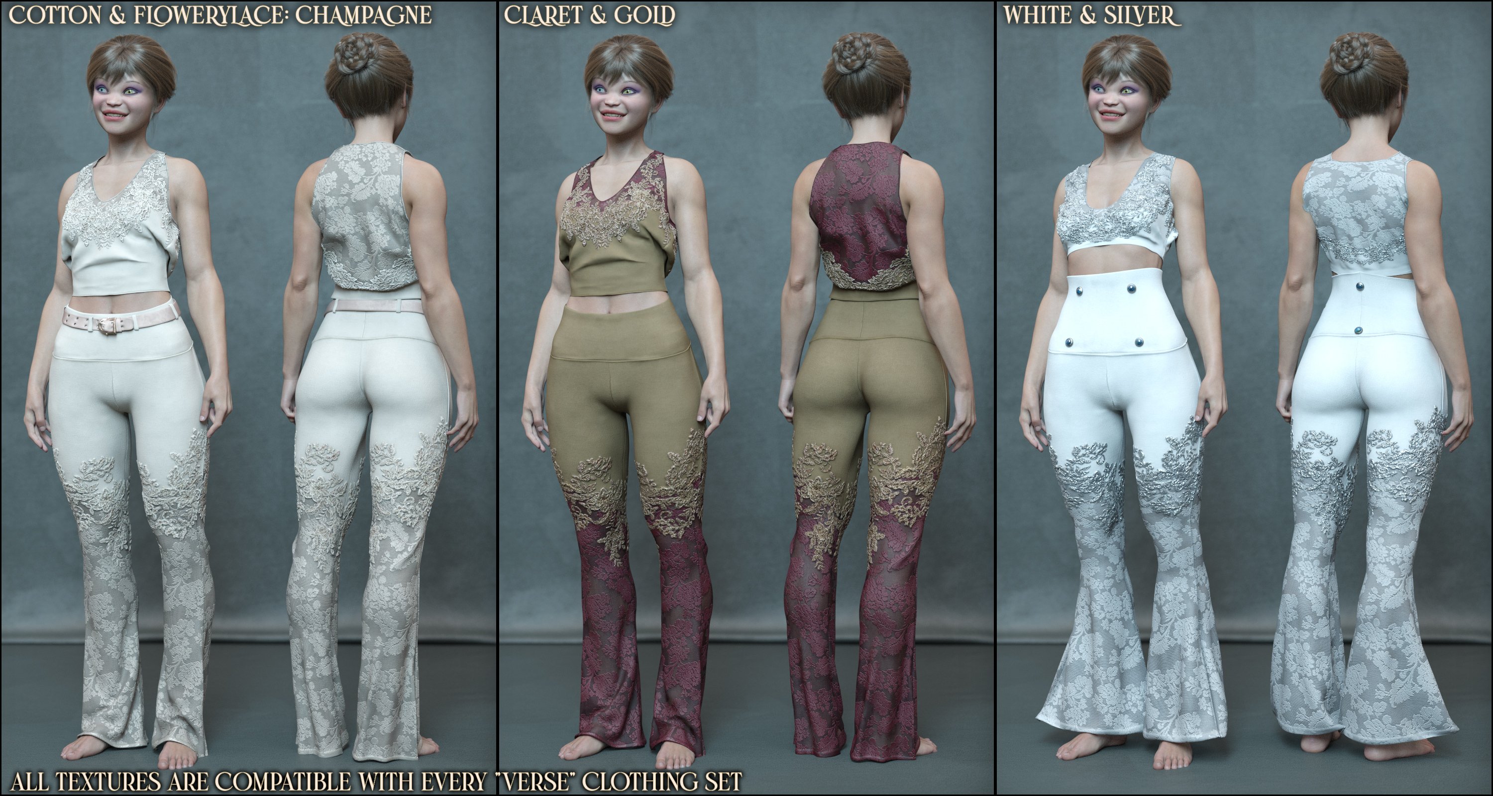 Appliques Styles for Verse Clothing Sets Appliques Styles for Verse Clothing Sets by: Aeon Soul, 3D Models by Daz 3D