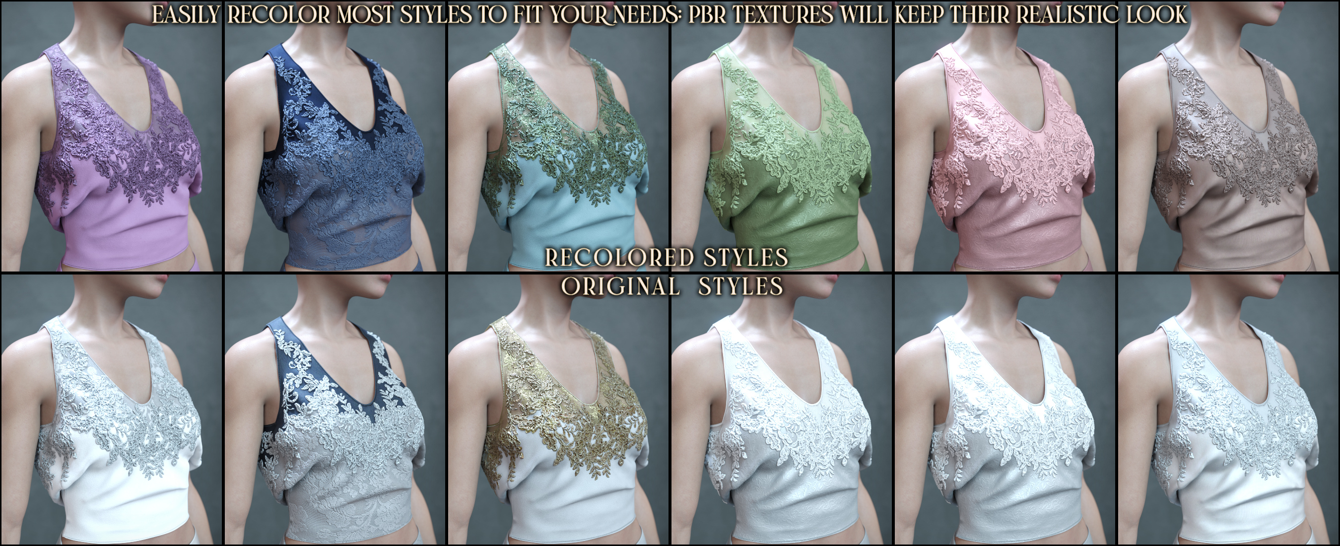 Appliques Styles for Verse Clothing Sets by: Aeon Soul, 3D Models by Daz 3D