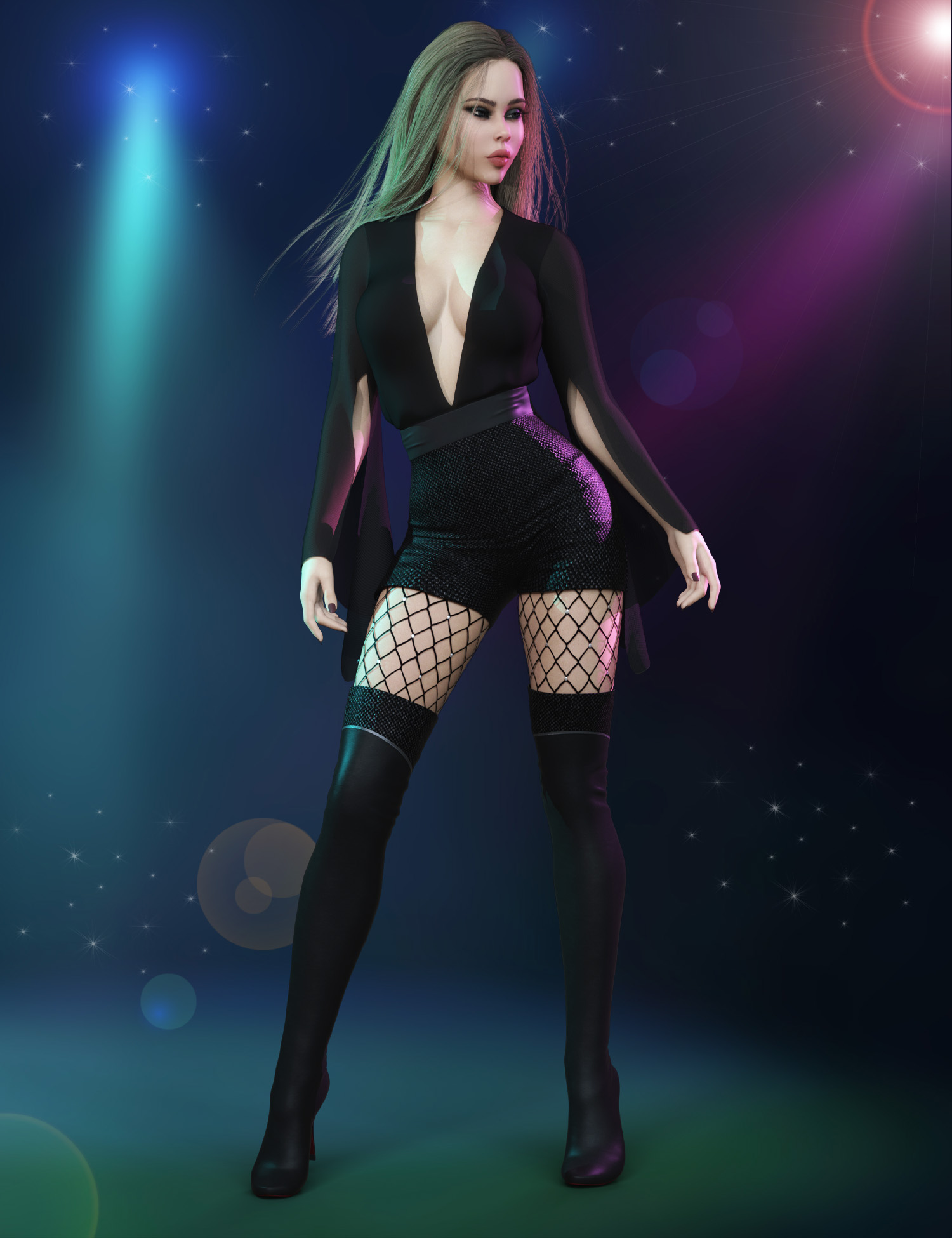 Night Party Outfit for Genesis 8 and 8.1 Females by: Pretty3D, 3D Models by Daz 3D