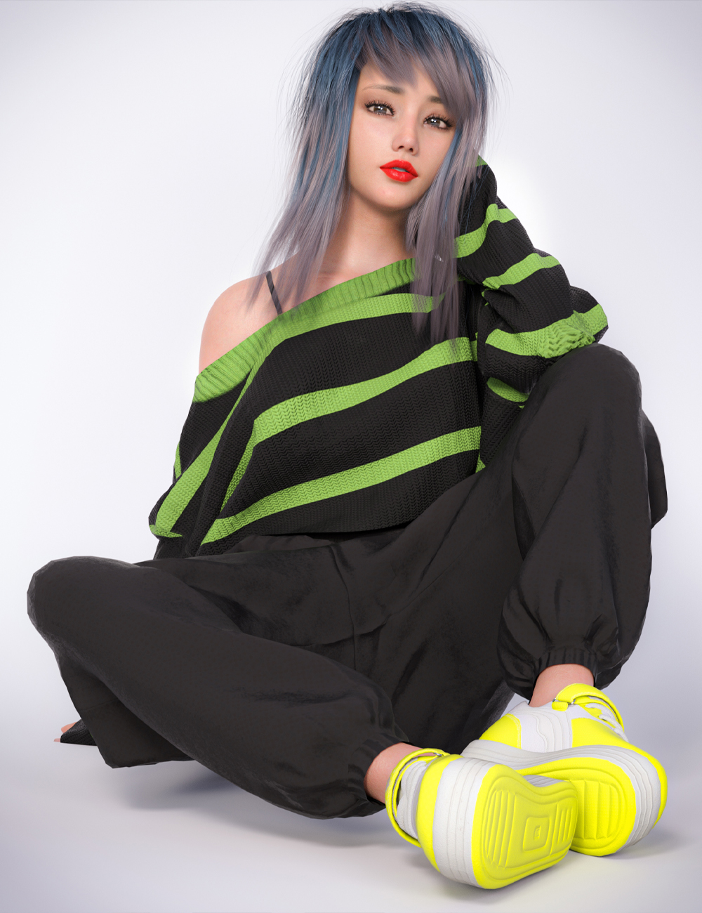 dForce Streetwear Outfit for Genesis 8 and 8.1 Females by: fefecoolyellow, 3D Models by Daz 3D