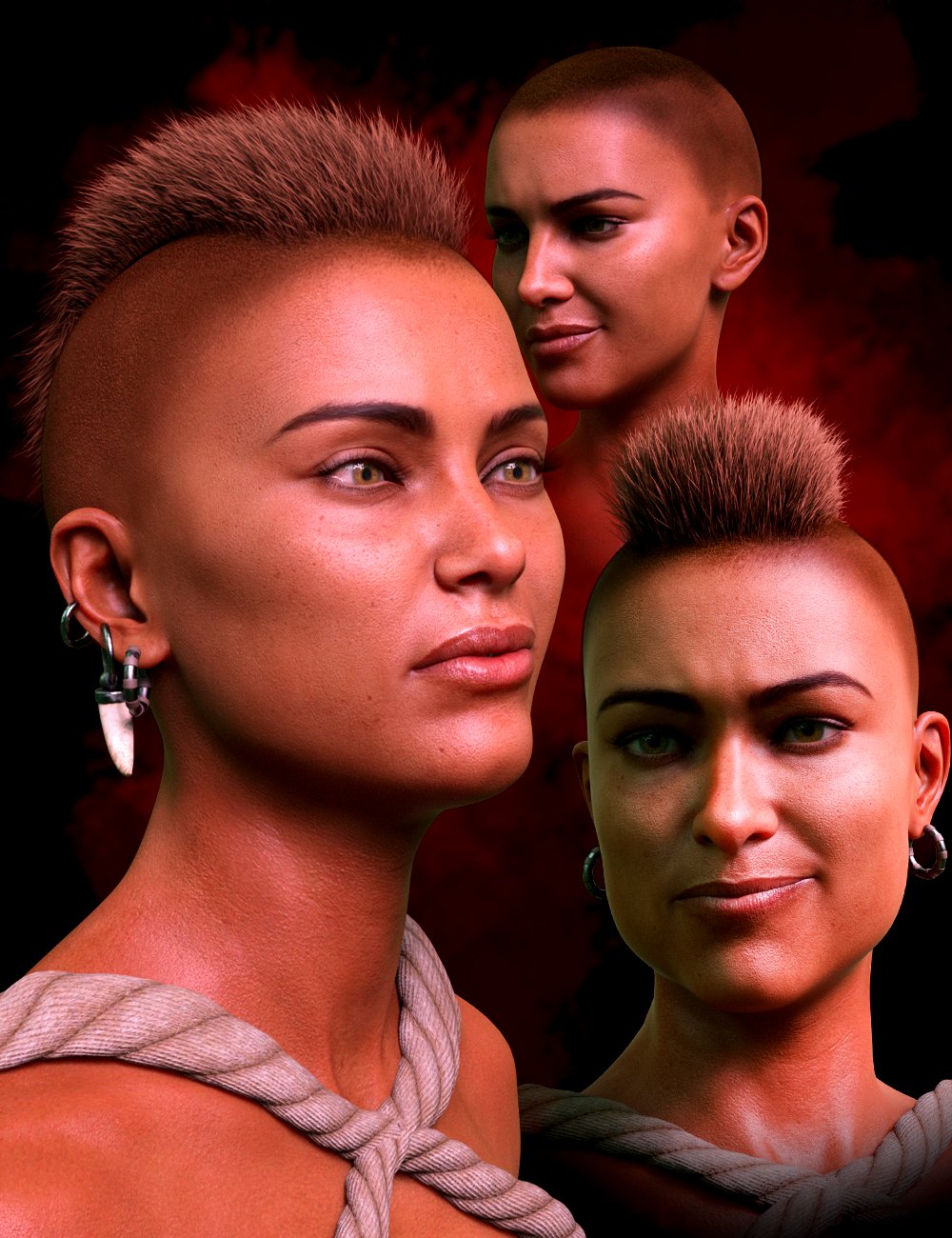 M3DVTO Crest Hair and Earrings for Genesis 8 and 8.1 Females by: Matari3D, 3D Models by Daz 3D