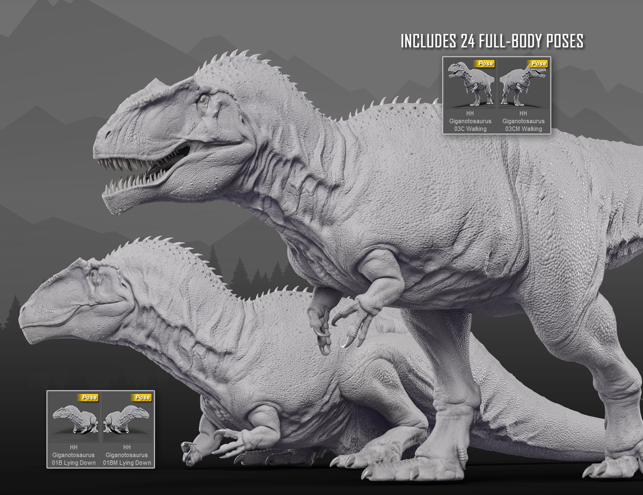 Poses for HH Giganotosaurus Poses for HH Giganotosaurus by: Herschel Hoffmeyer, 3D Models by Daz 3D
