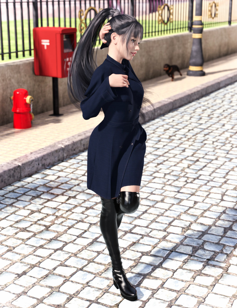 dForce Winter Coat Dress Outfit for Genesis 8 Females by: tentman, 3D Models by Daz 3D
